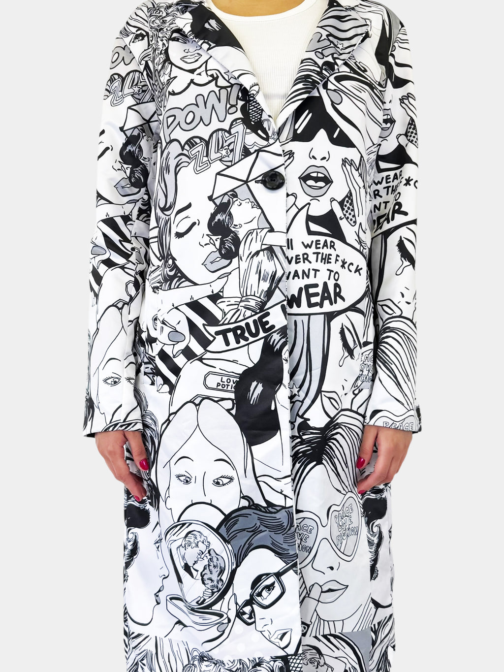 Pop Art Single Breasted Coat - Size L