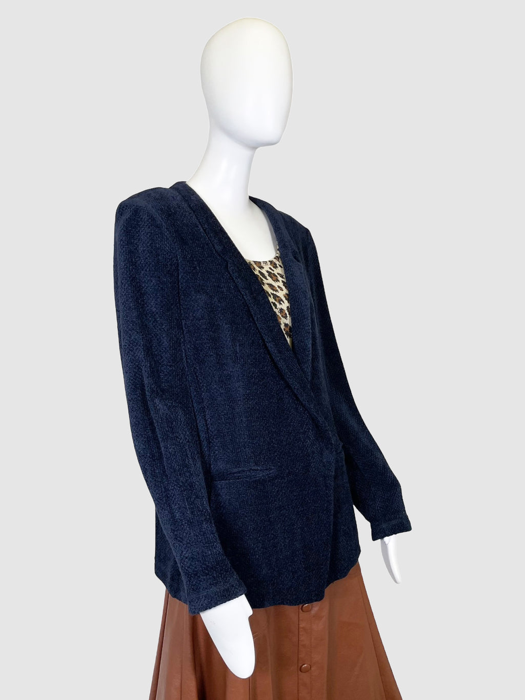 Chenille Single-Breasted Blazer - Size 48