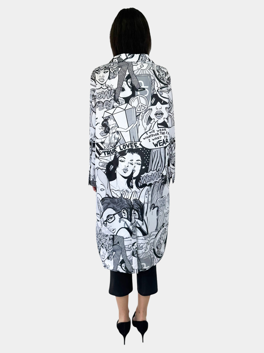 Pop Art Single Breasted Coat - Size L