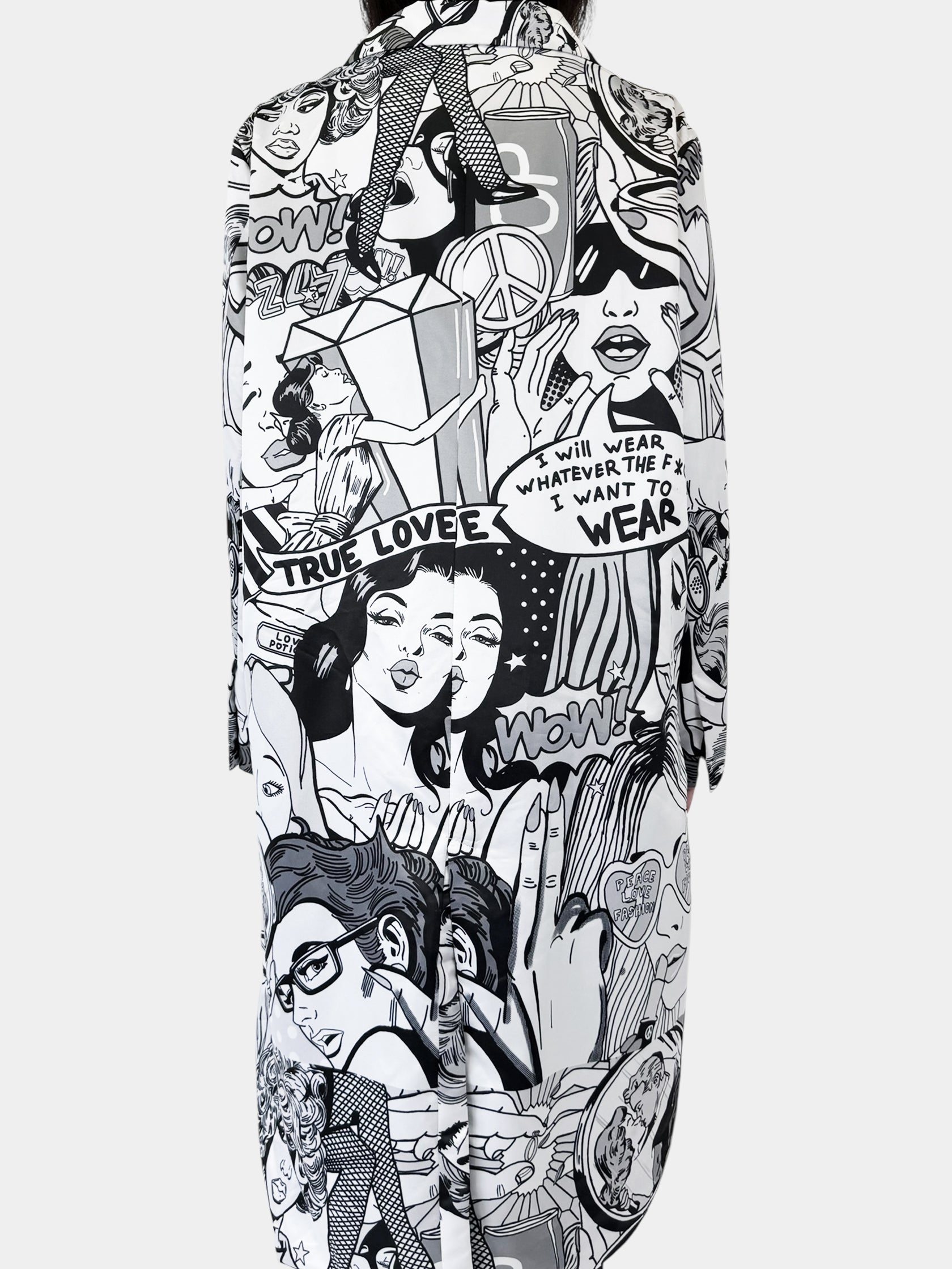 Pop Art Single Breasted Coat - Size L