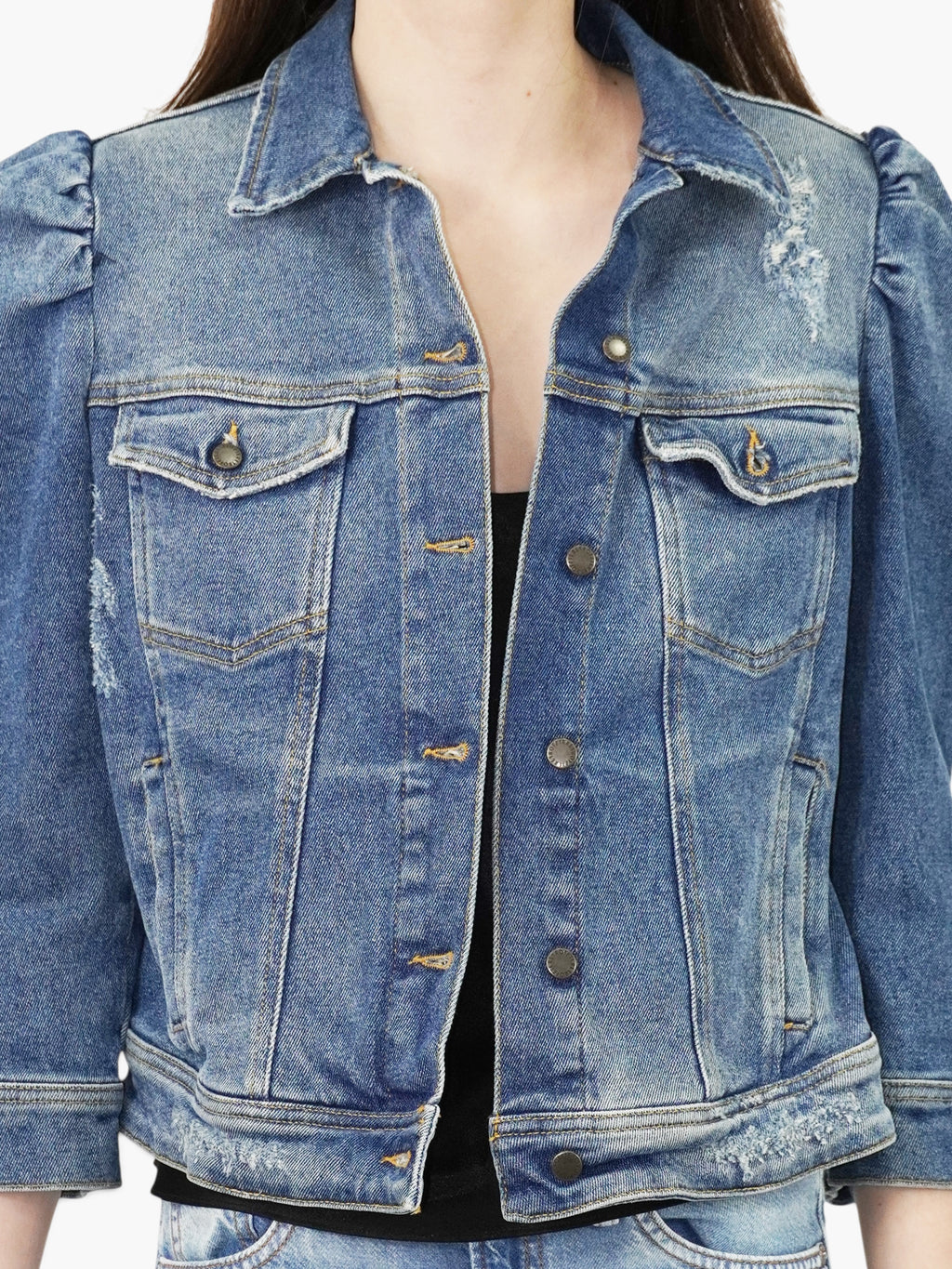 Puff Sleeve Denim Jacket
