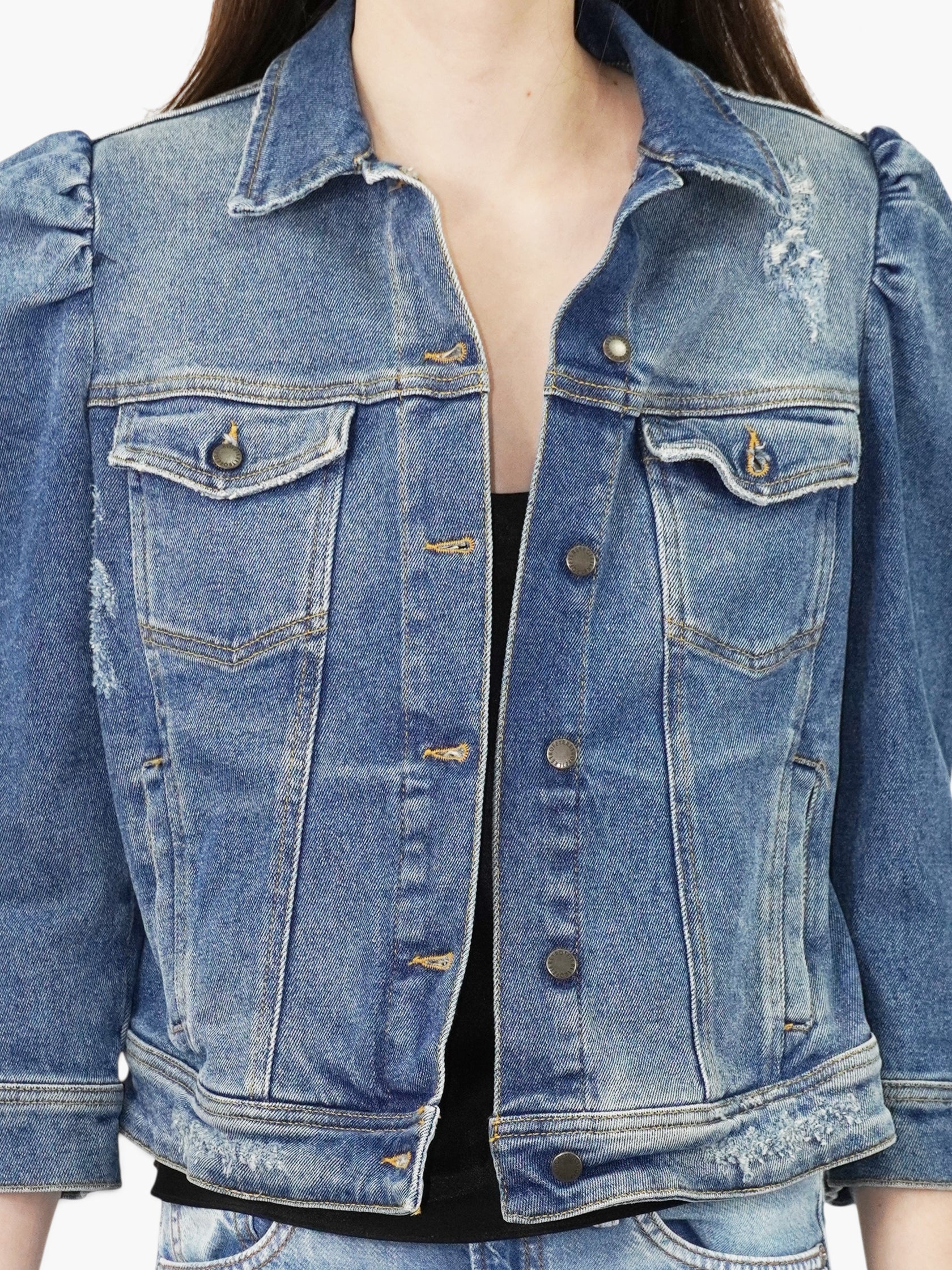 Puff Sleeve Denim Jacket