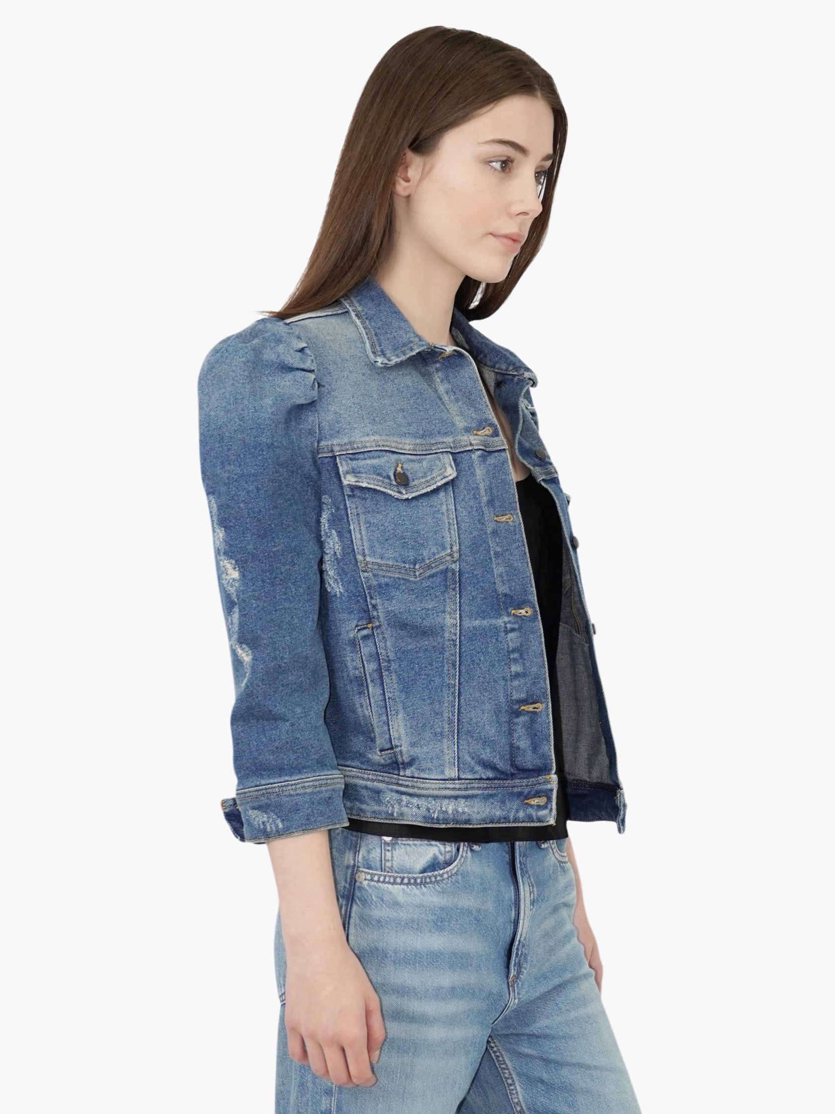 Puff Sleeve Denim Jacket