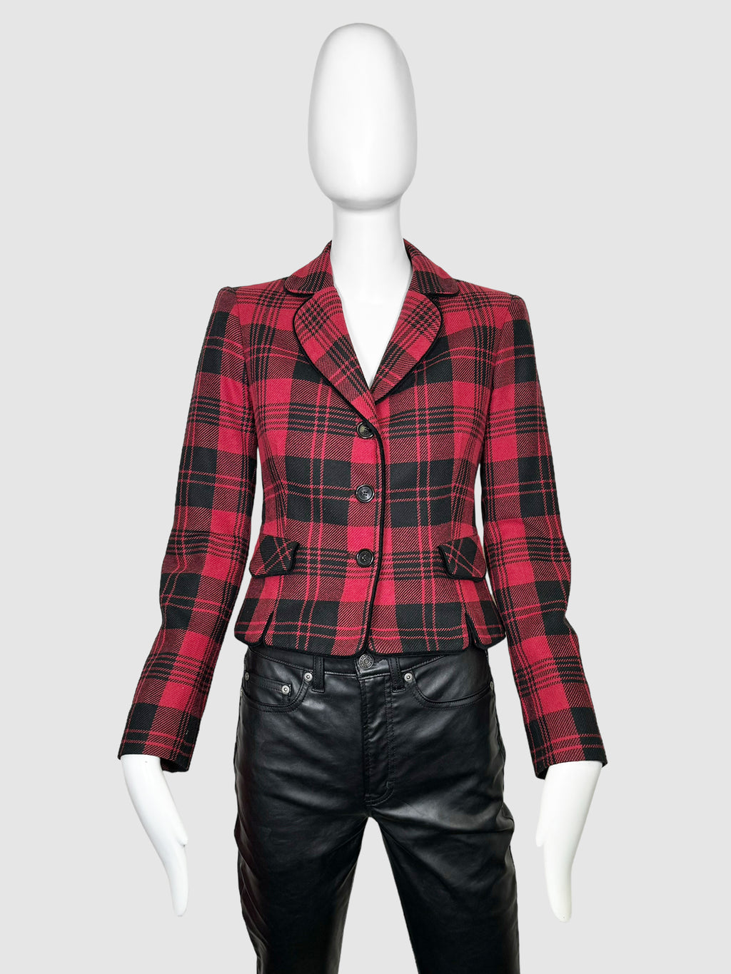 Plaid Crop Blazer - Size 2
