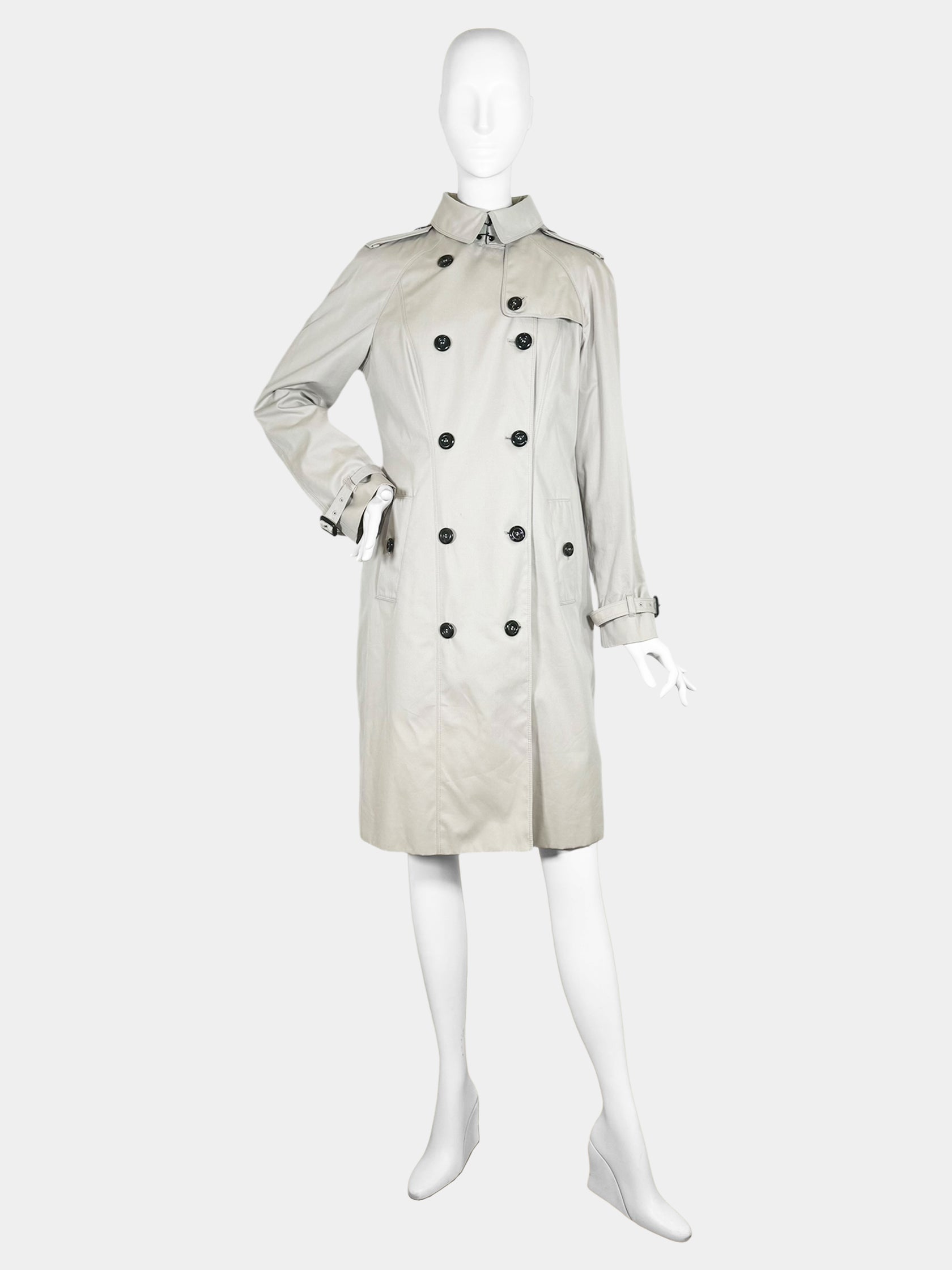 Double Breasted Mid-Length Trench Coat - Size 8