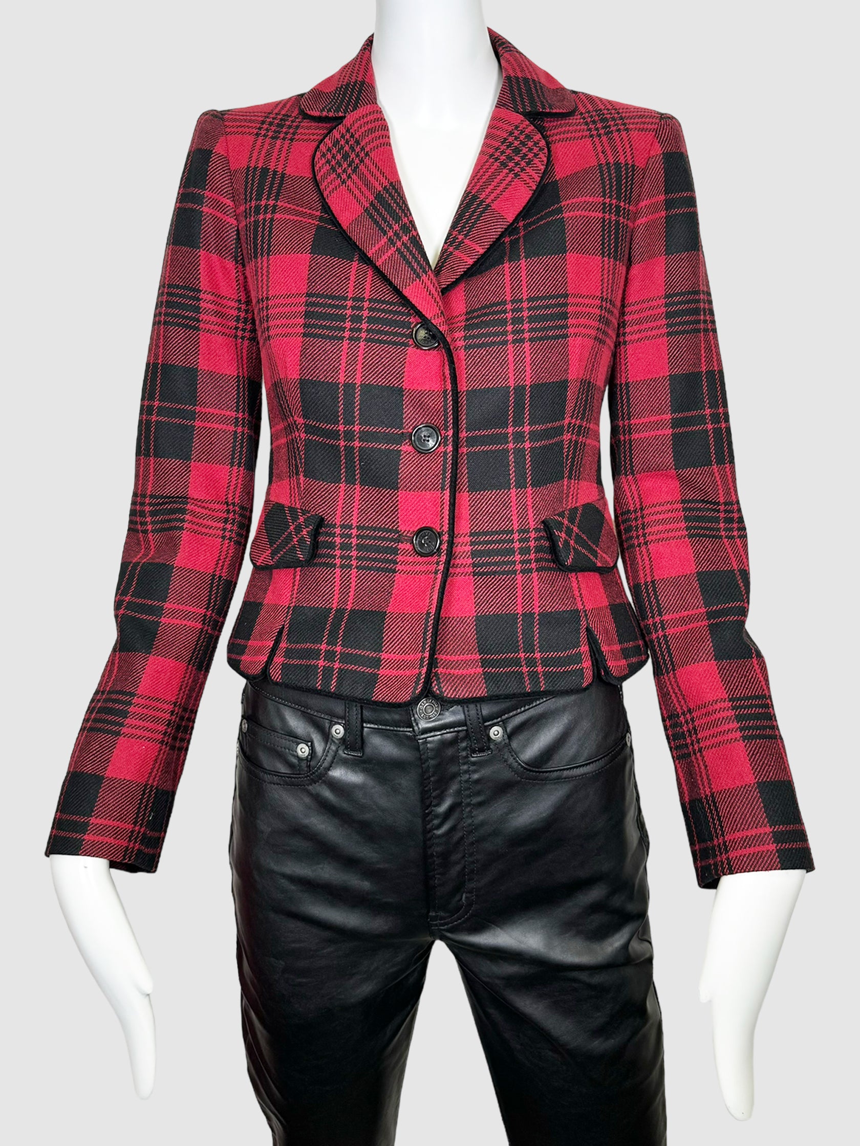 Plaid Crop Blazer - Size 2