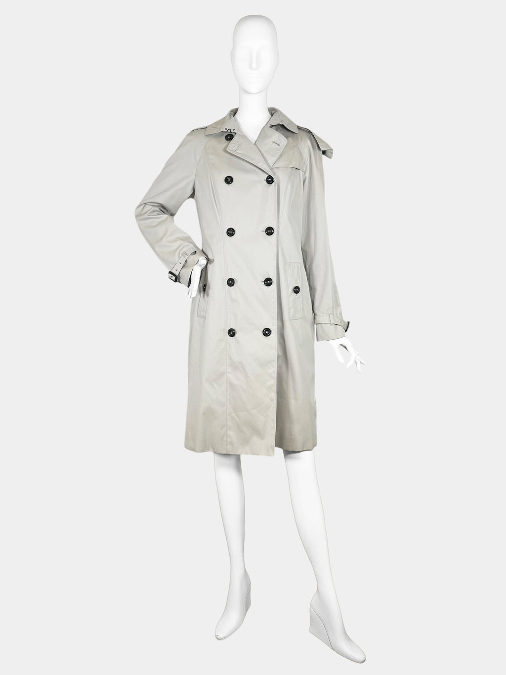 Double Breasted Mid-Length Trench Coat - Size 8