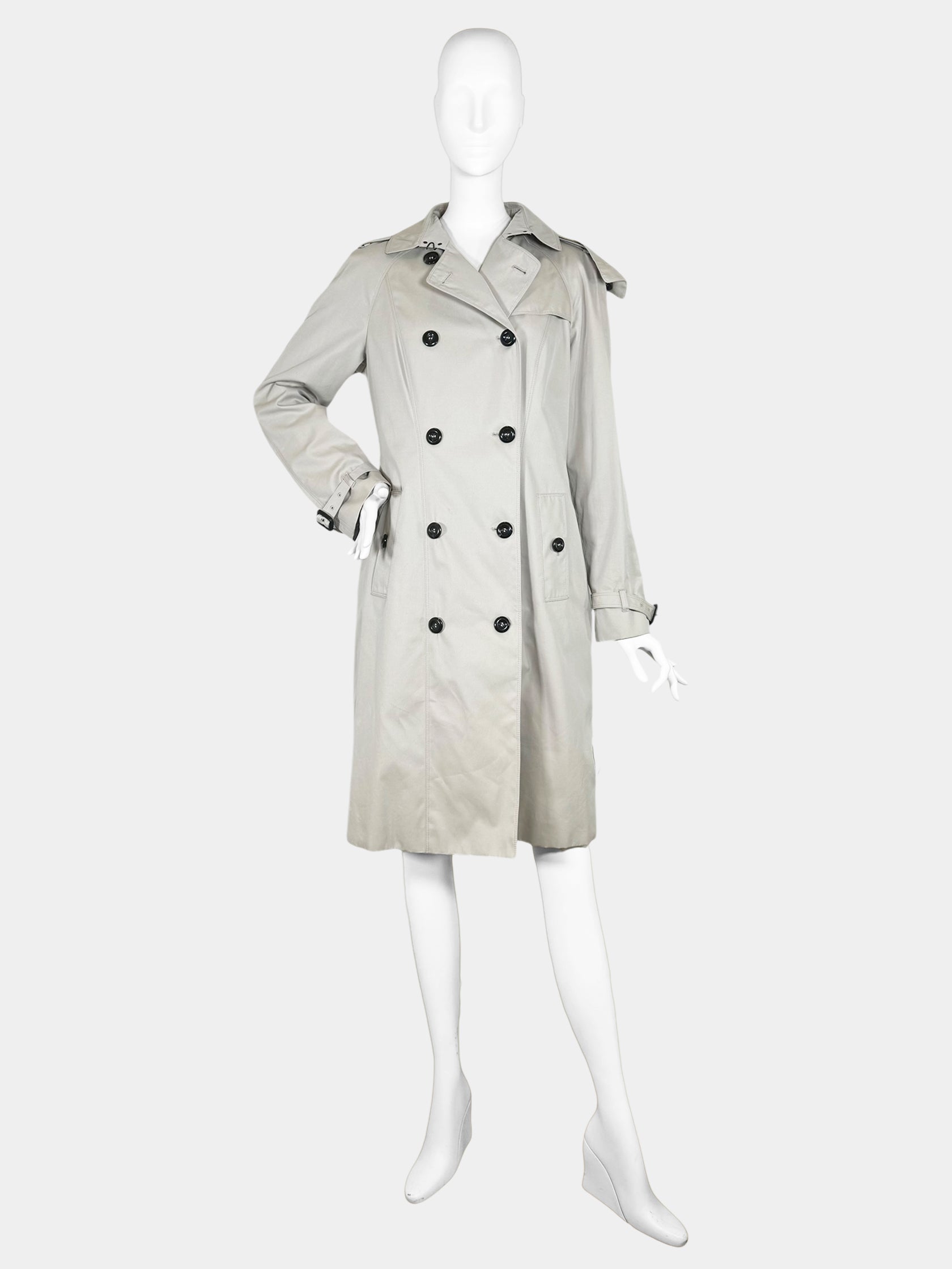 Double Breasted Mid-Length Trench Coat - Size 8
