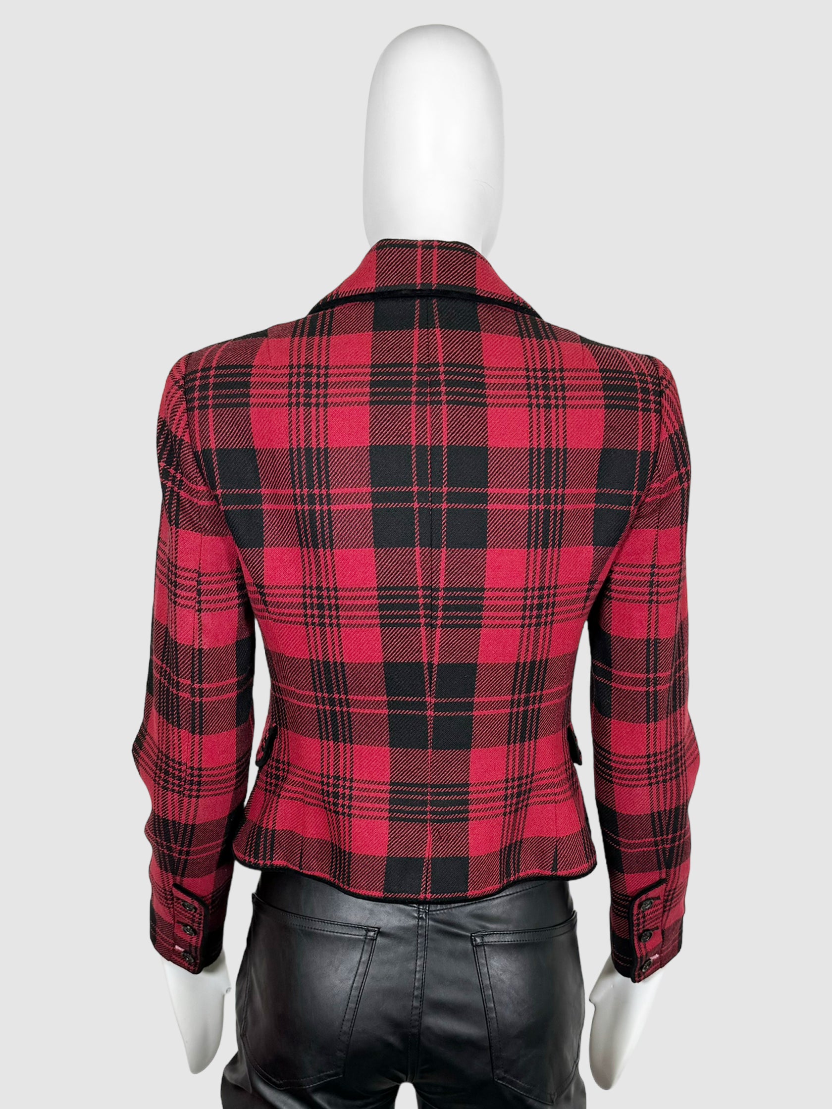 Plaid Crop Blazer - Size 2