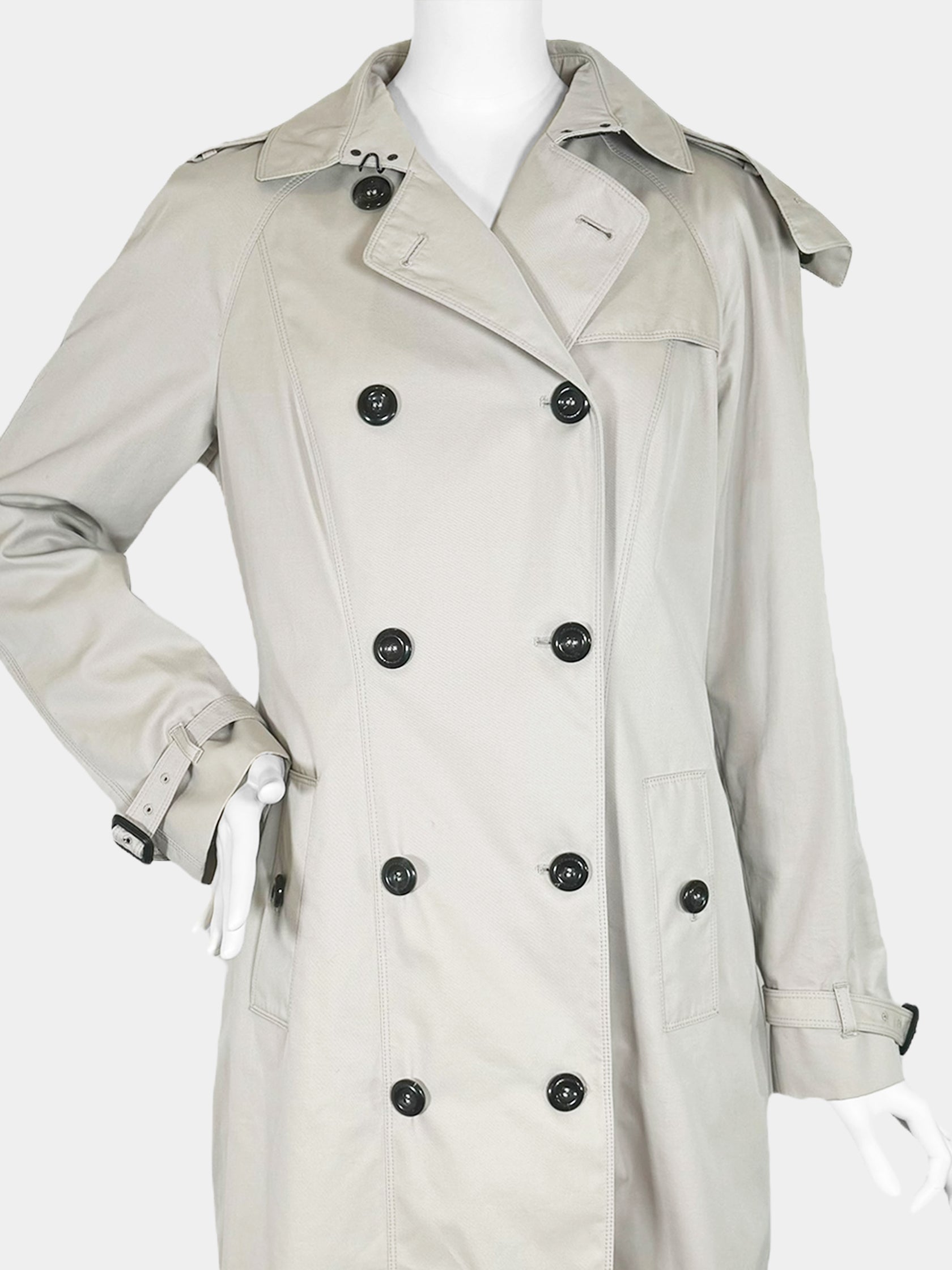 Double Breasted Mid-Length Trench Coat - Size 8