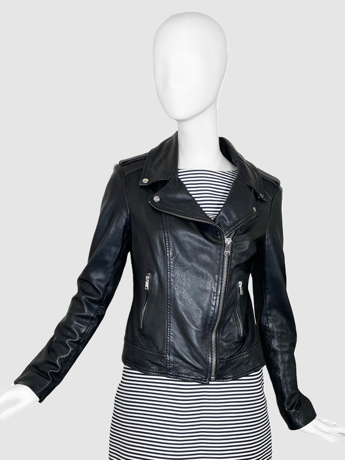 Leather Moto Jacket - Size S