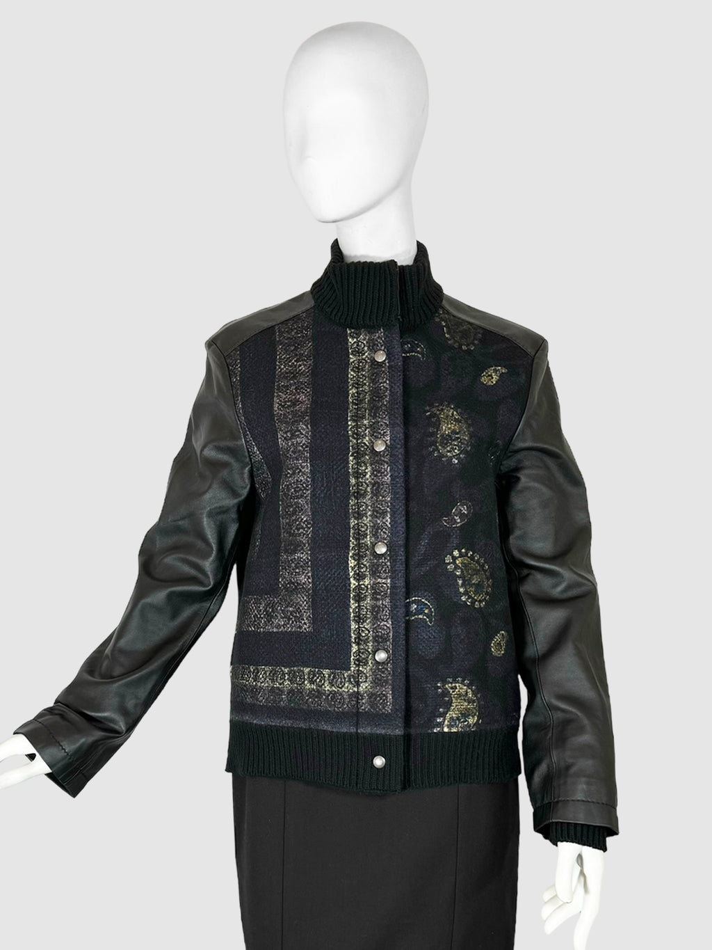 Wool Jacket with Leather Sleeves - Size M/L