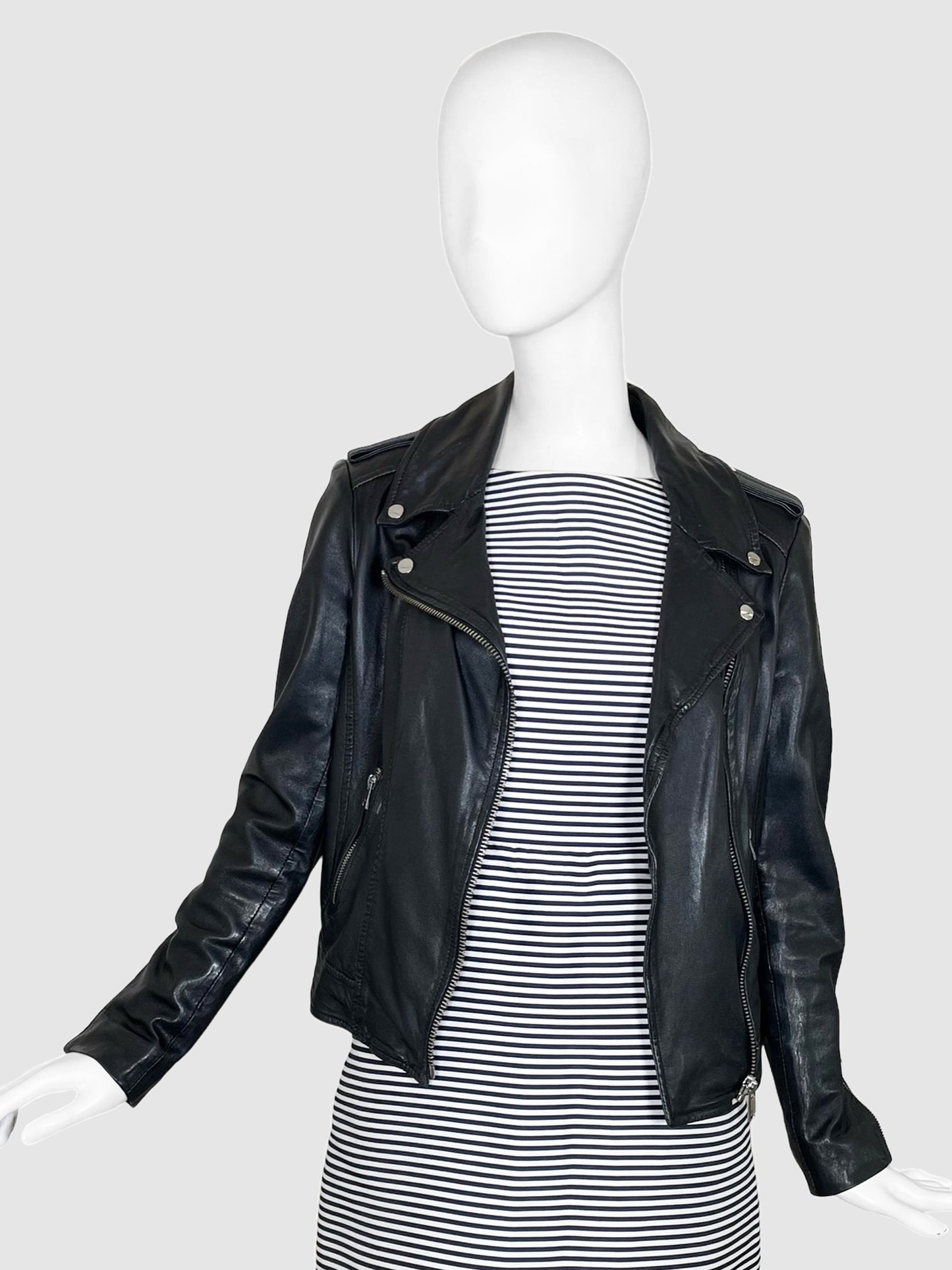 Leather Moto Jacket - Size S