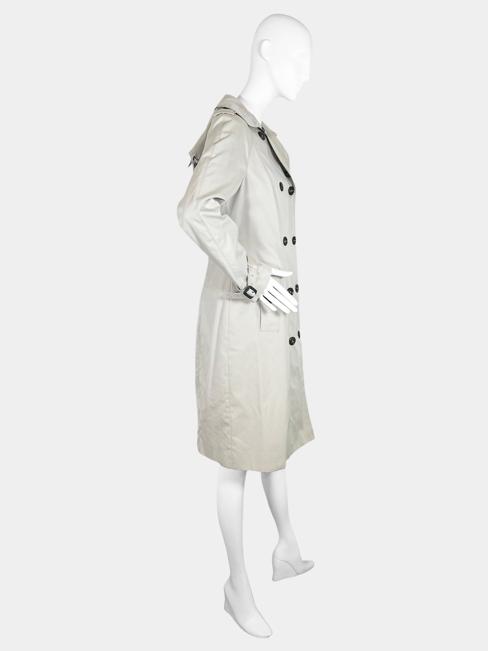 Double Breasted Mid-Length Trench Coat - Size 8