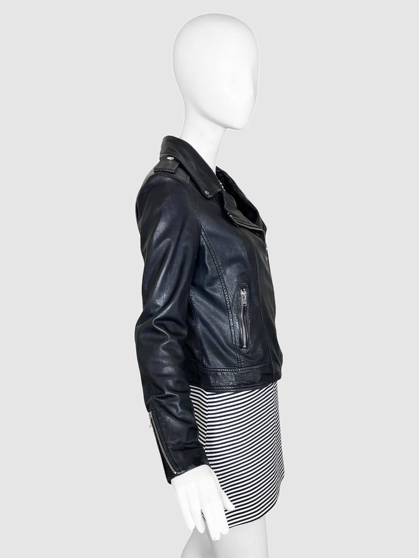 Leather Moto Jacket - Size S