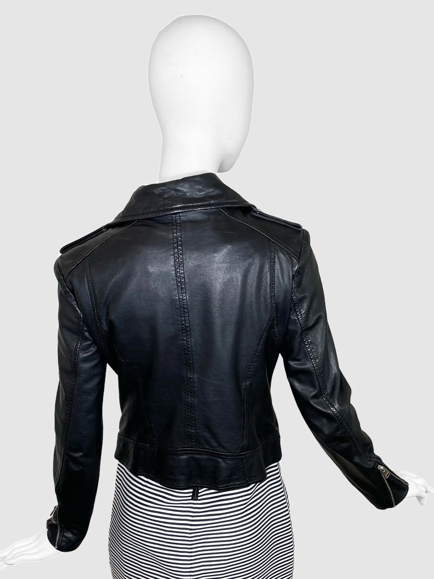 Leather Moto Jacket - Size S