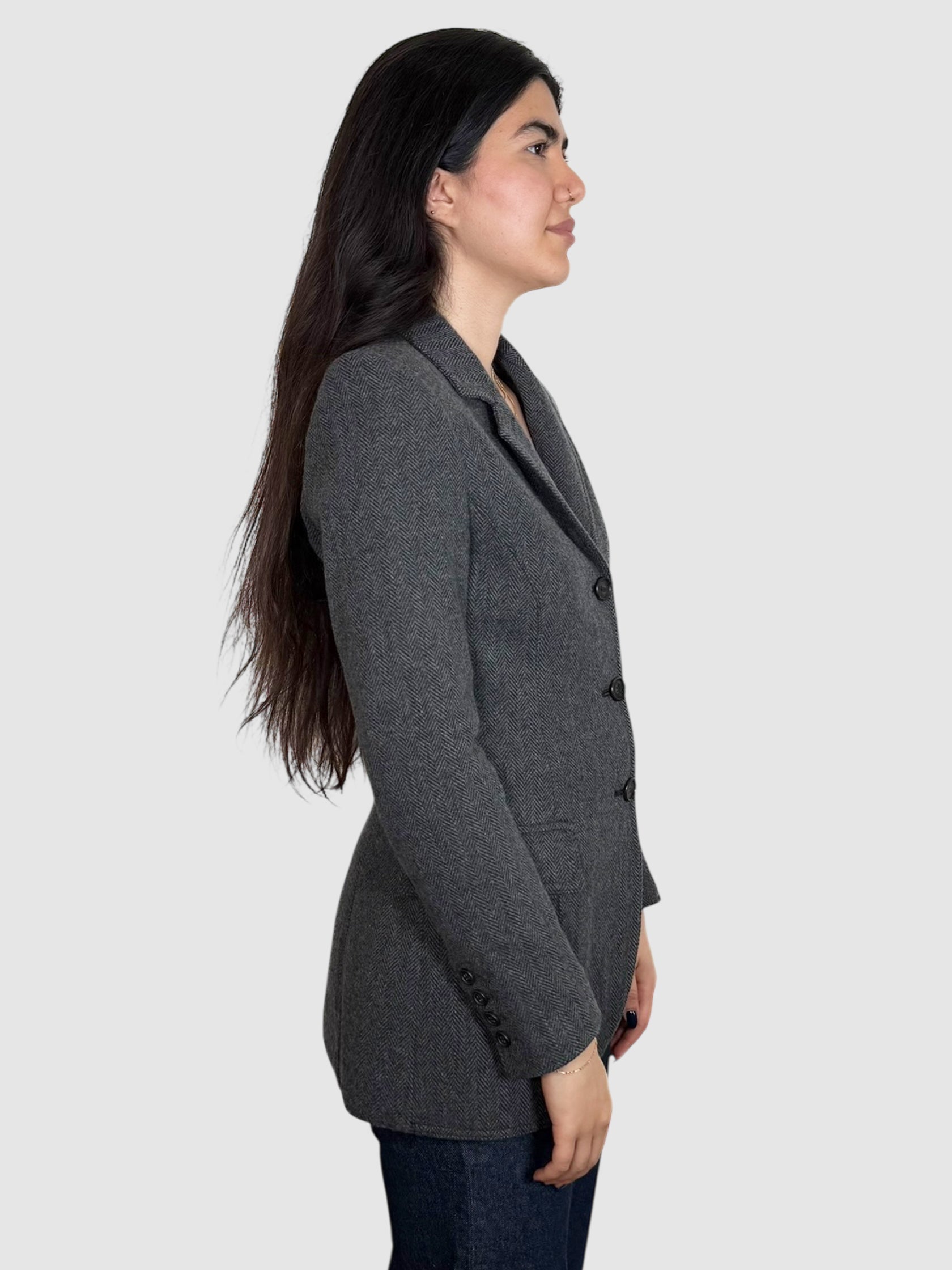 Houndstooth Wool Blazer