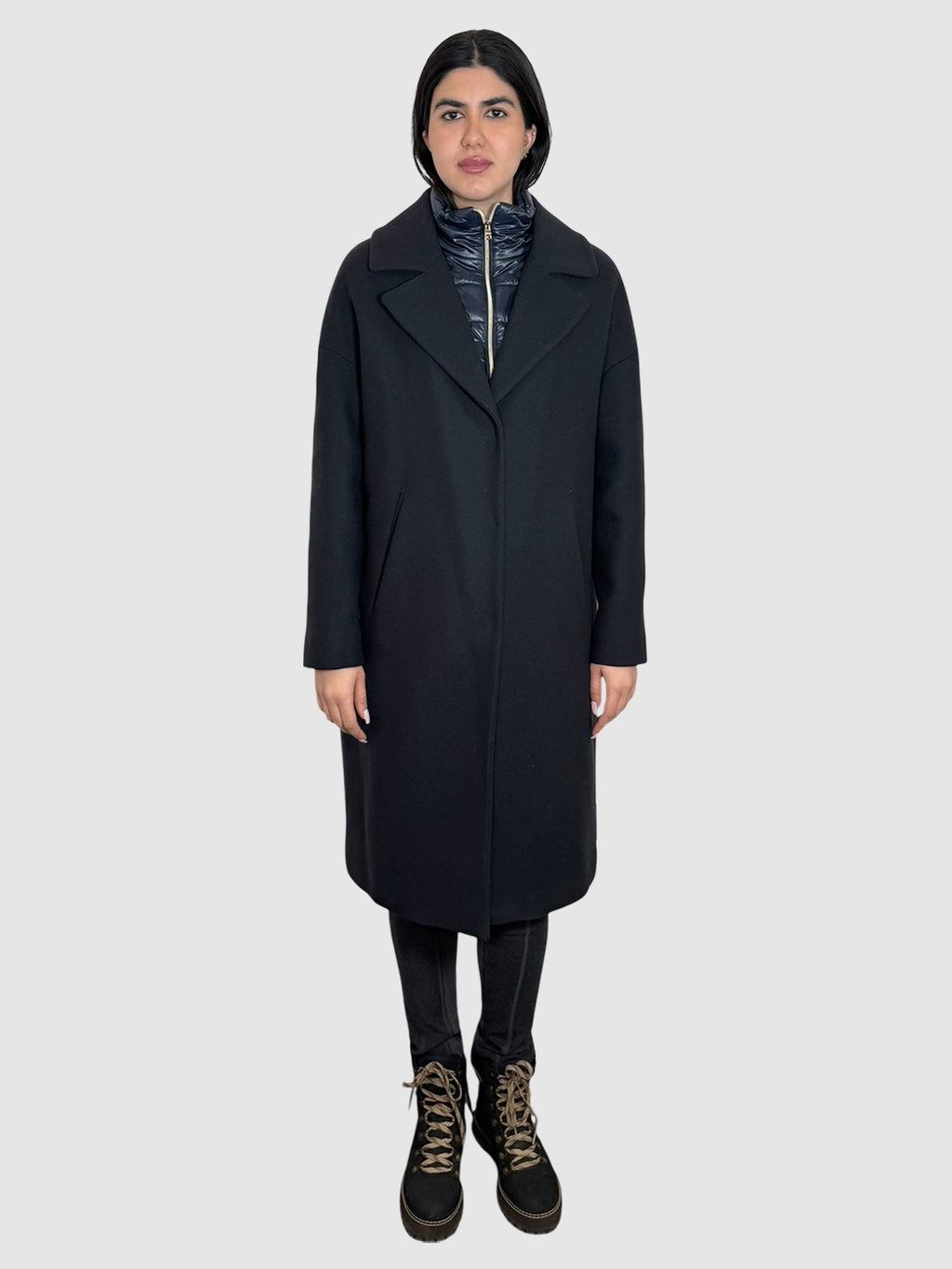 Layered Wool Nylon Coat