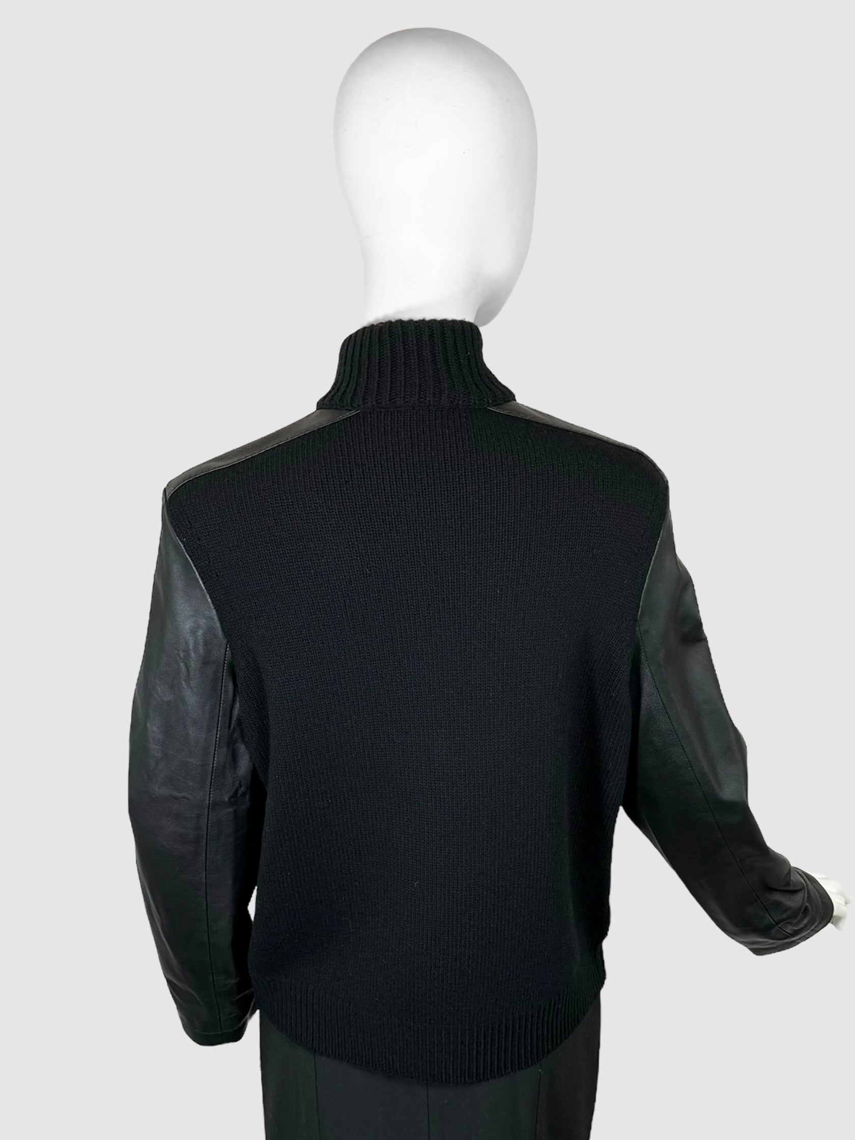 Wool Jacket with Leather Sleeves - Size M/L