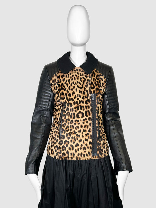 A.L.C. Leopard Print Leather Jacket - Size S