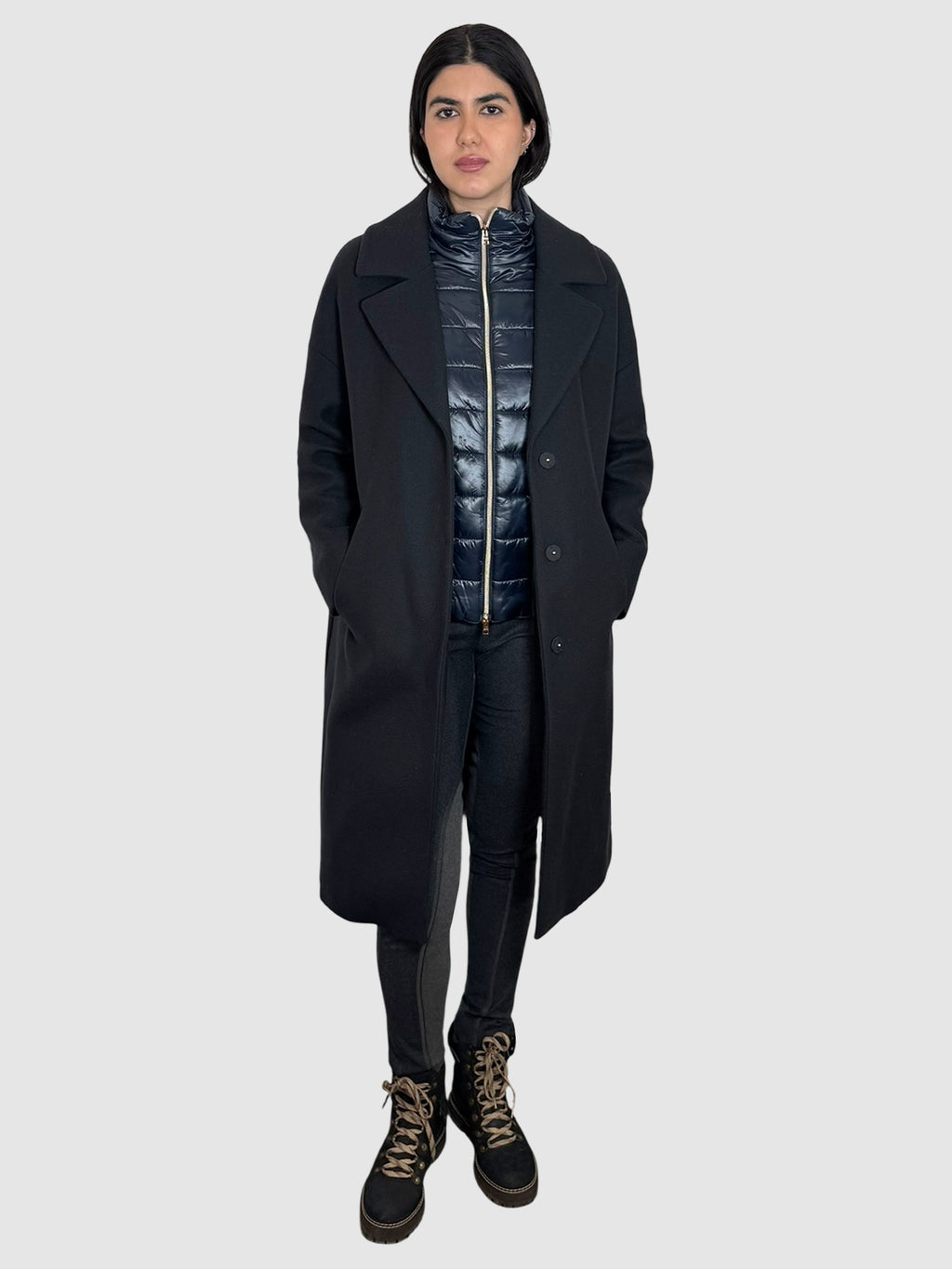 Layered Wool Nylon Coat