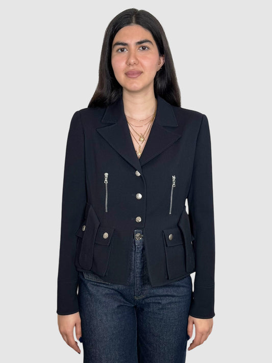 Zip Accent Wool Blazer