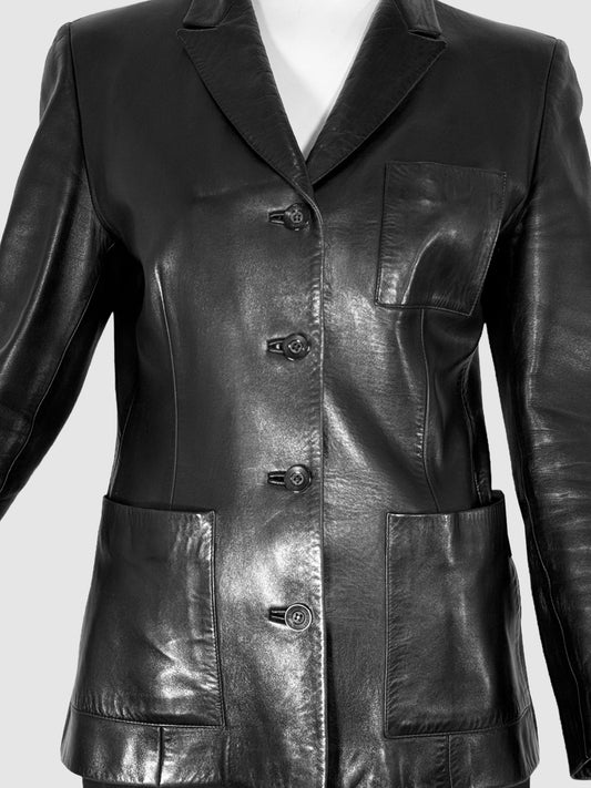 Gucci Leather Blazer Jacket - Size 44