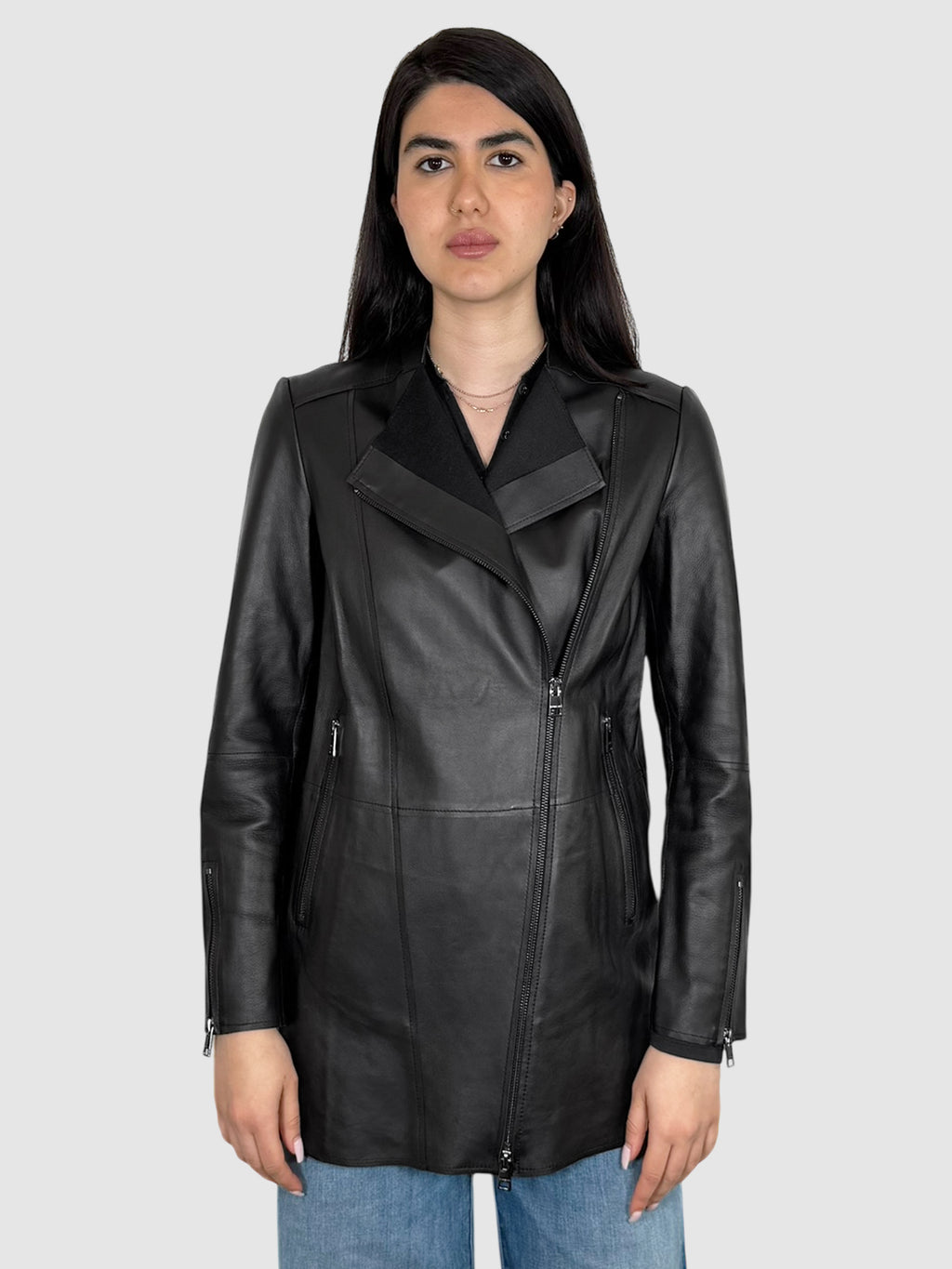 Zip-Up Leather Jacket