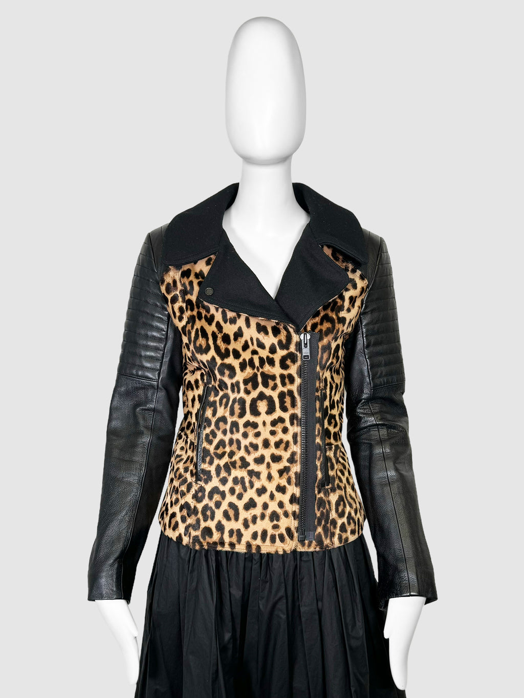 Leopard Print Leather Jacket - Size S