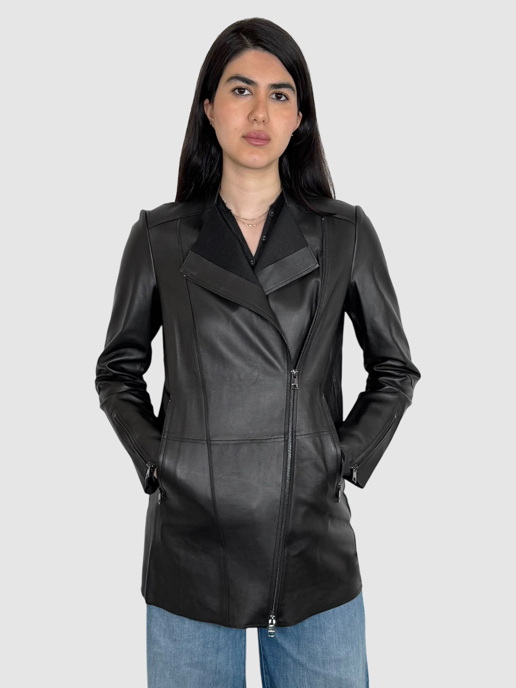 Zip-Up Leather Jacket