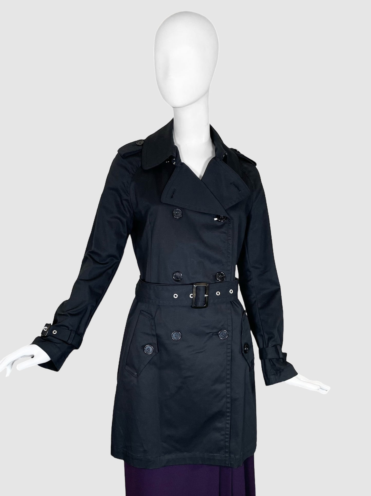 Double-Breasted Short Trench Coat - Size 42