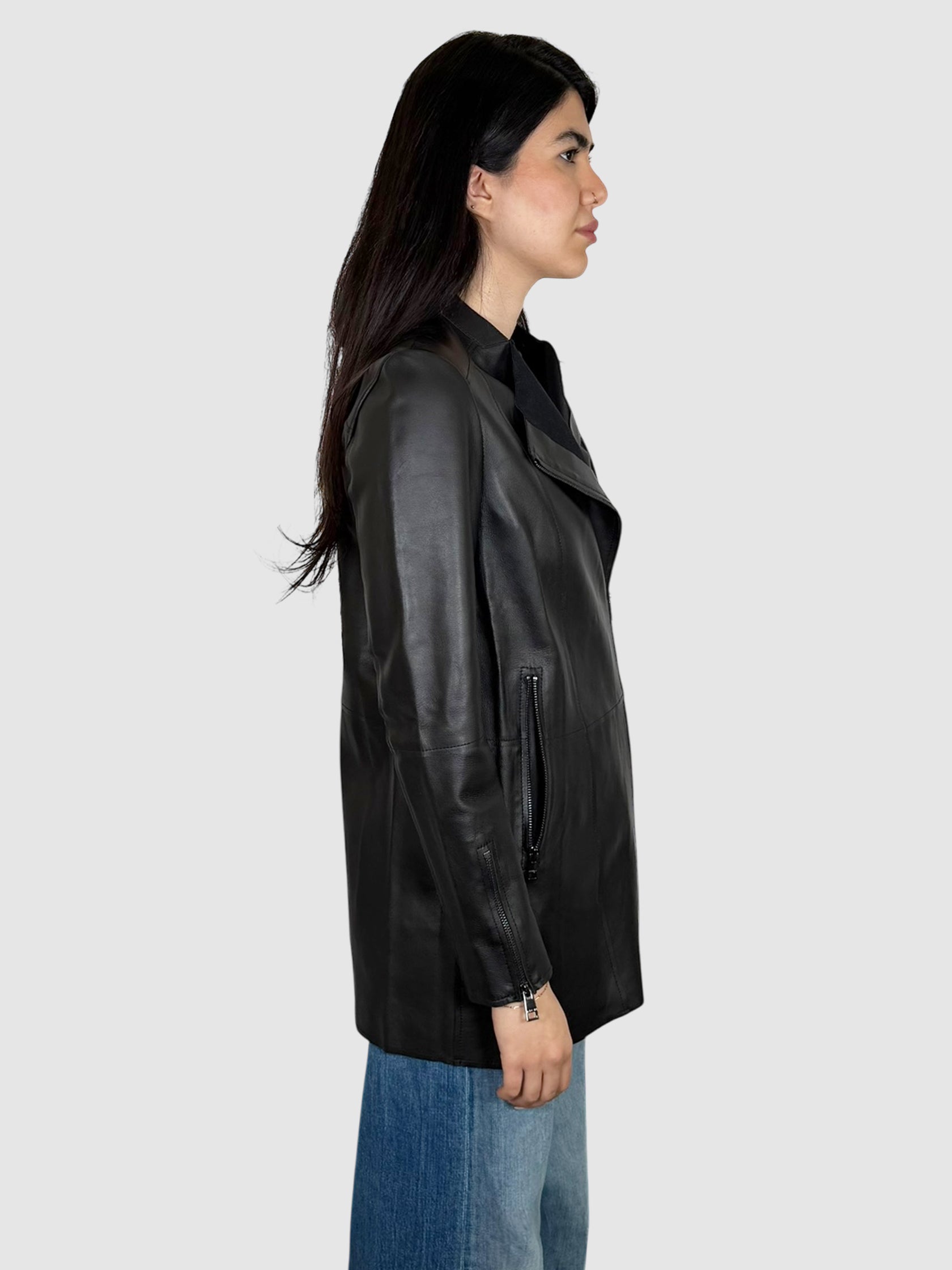 Zip-Up Leather Jacket