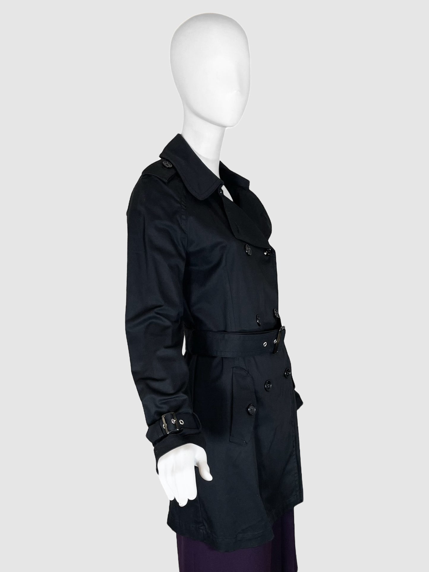 Double-Breasted Short Trench Coat - Size 42