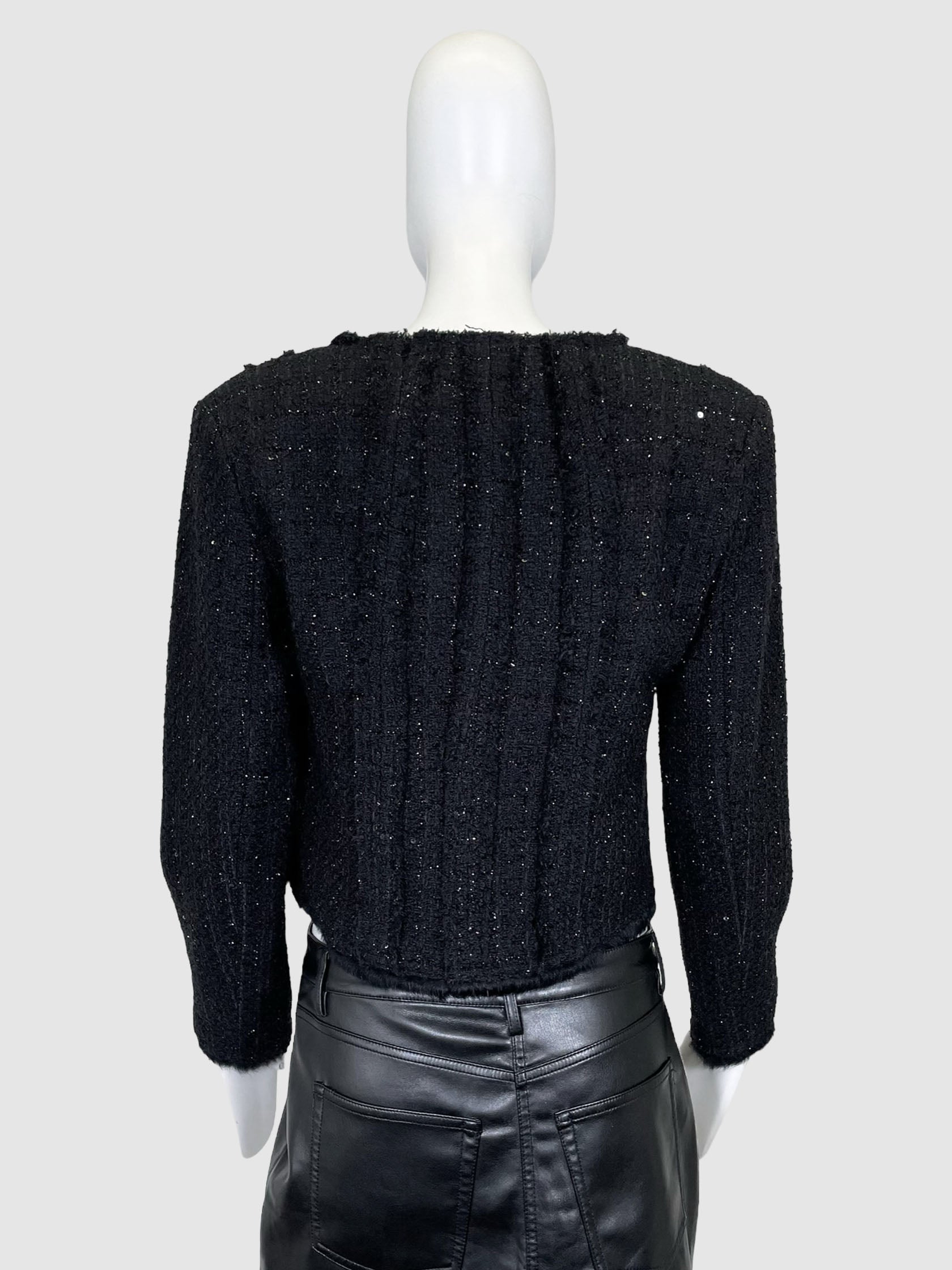Tweed Faux Fur Trim Jacket - Size 44