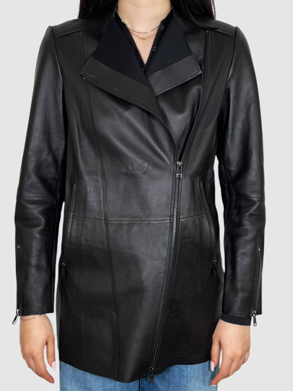 Zip-Up Leather Jacket