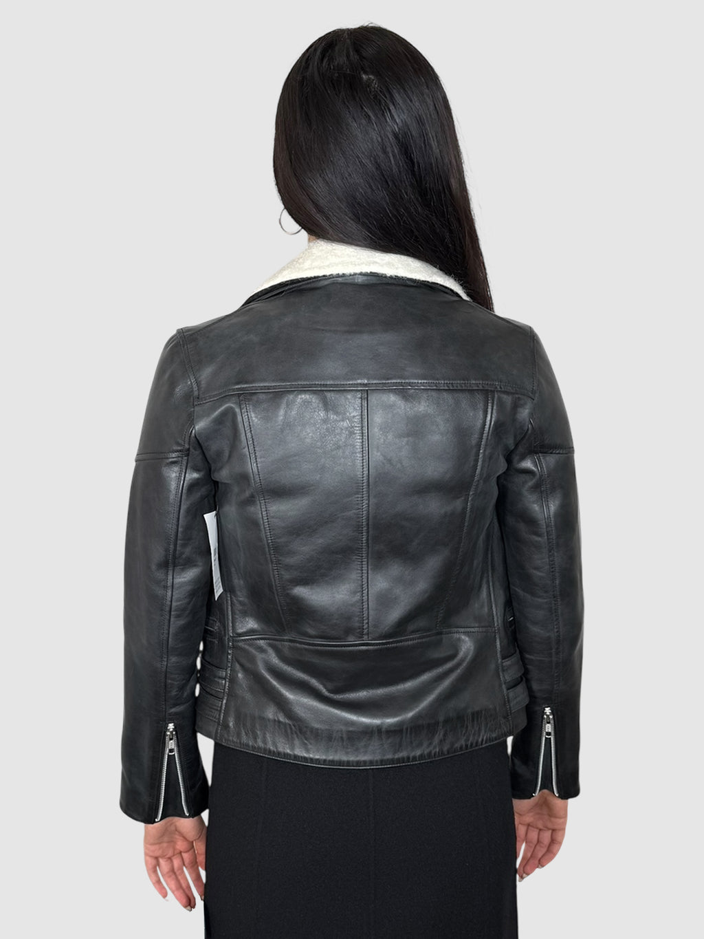 Shearling Collar Leather Jacket