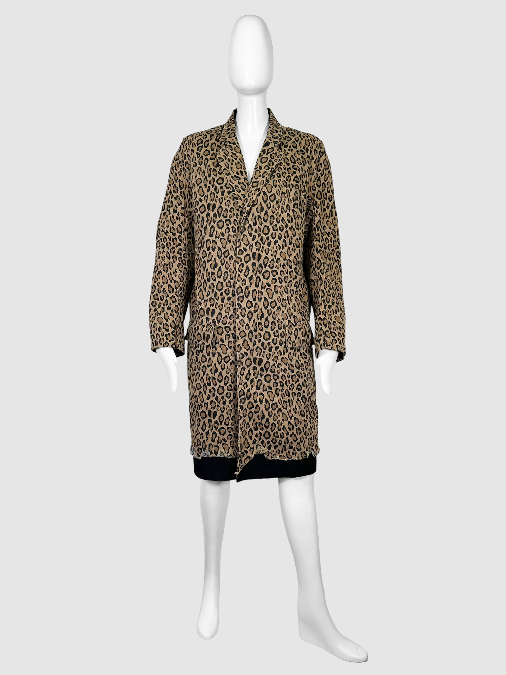 Leopard Print Button-Up Coat - Size S