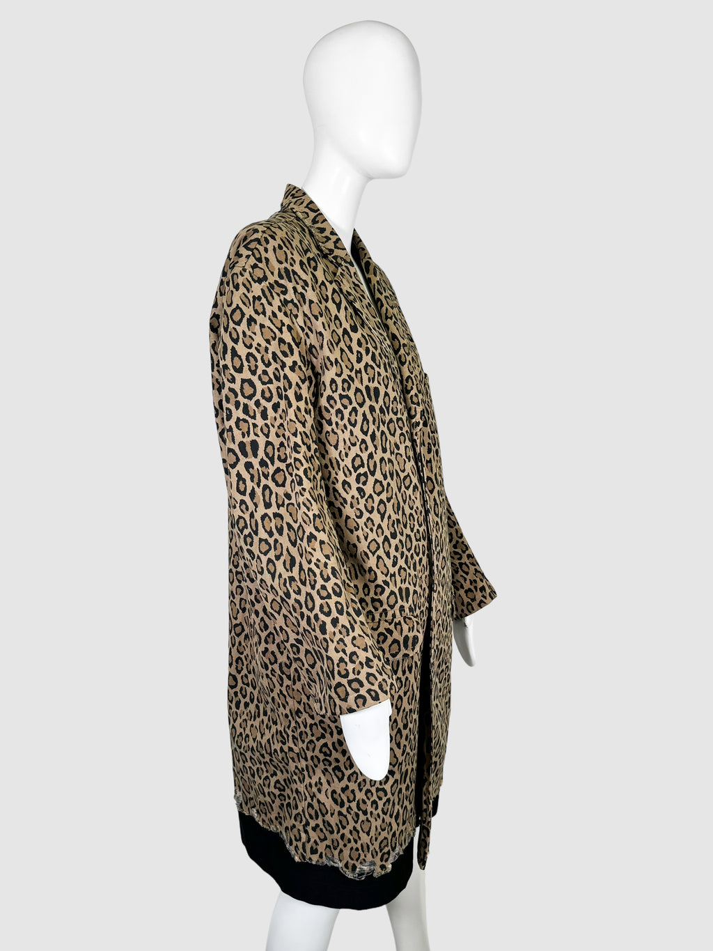 Leopard Print Button-Up Coat - Size S