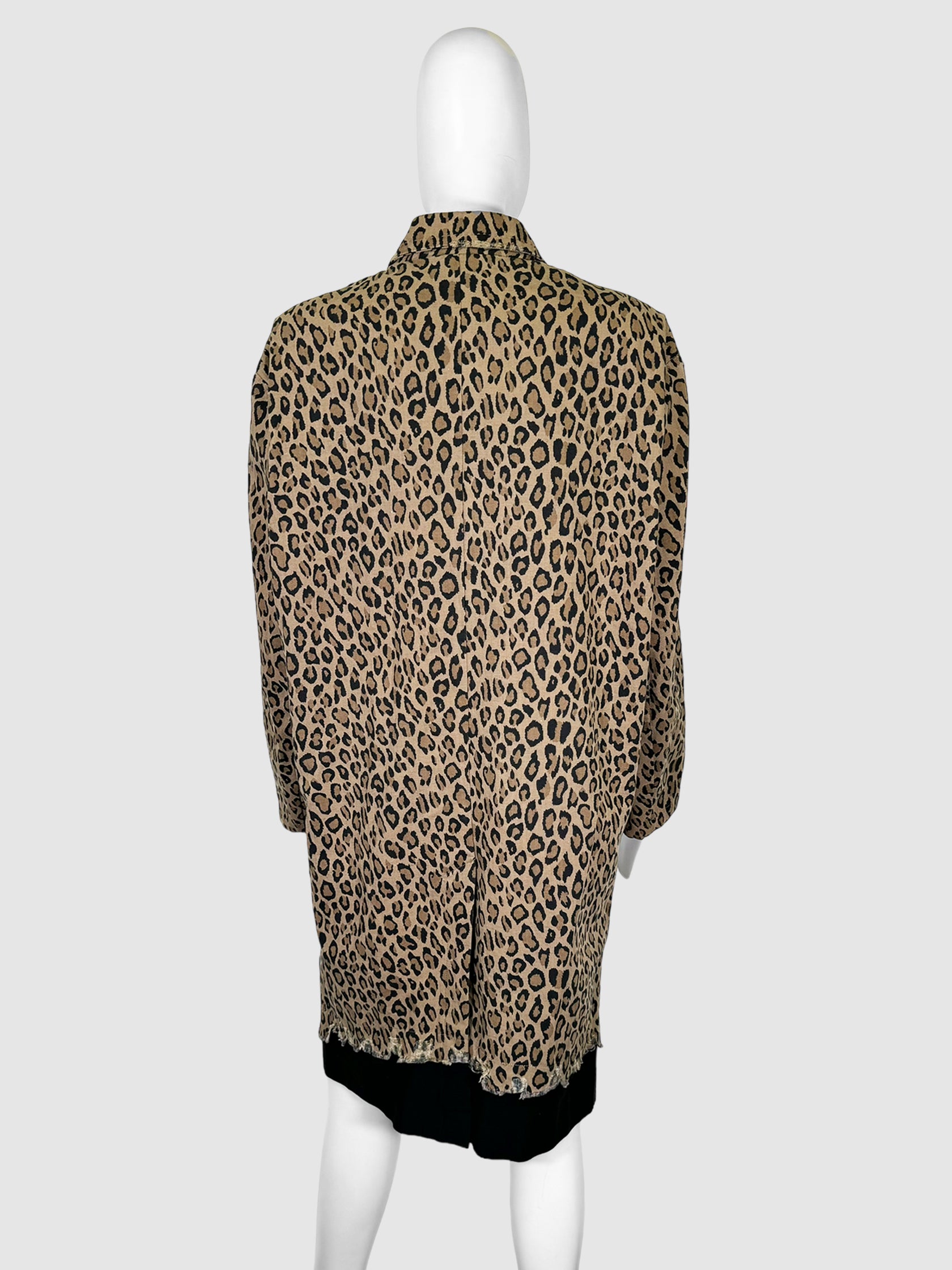 Leopard Print Button-Up Coat - Size S