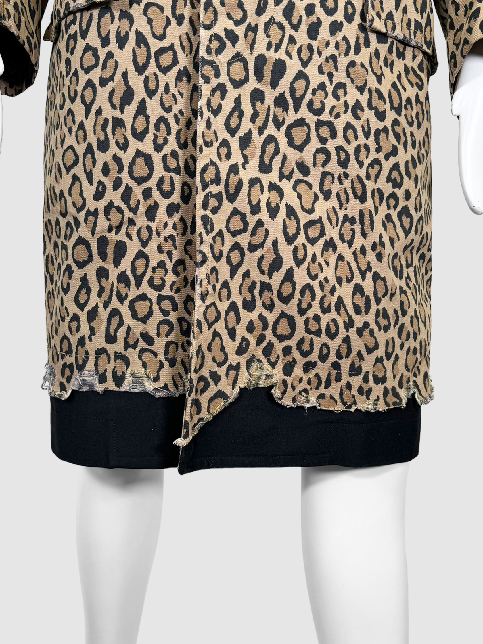 Leopard Print Button-Up Coat - Size S
