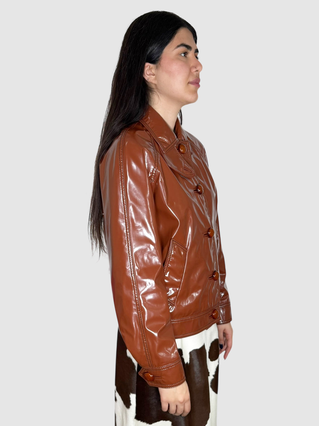 Vinyl Button-Up Jacket