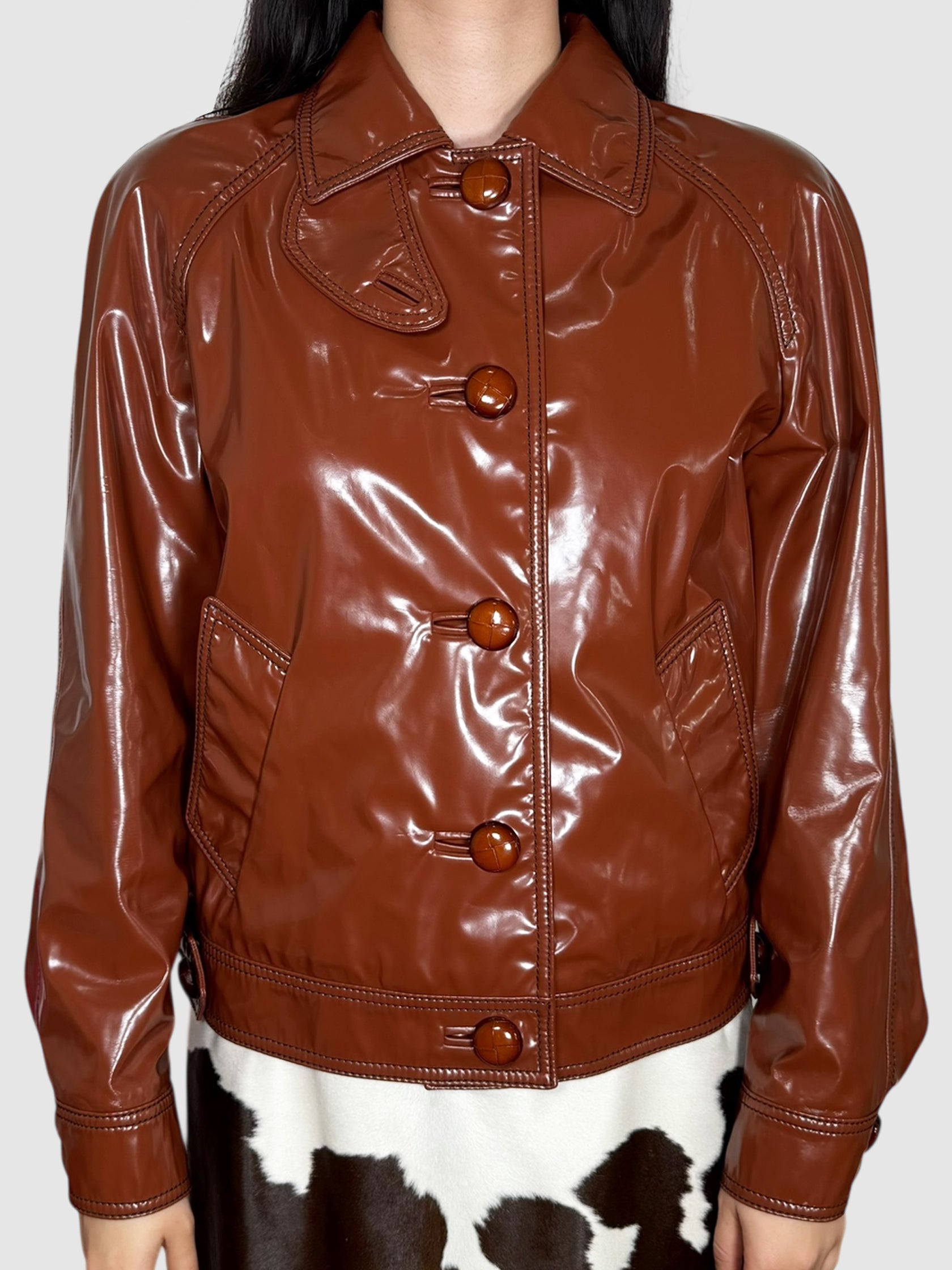 Vinyl Button-Up Jacket