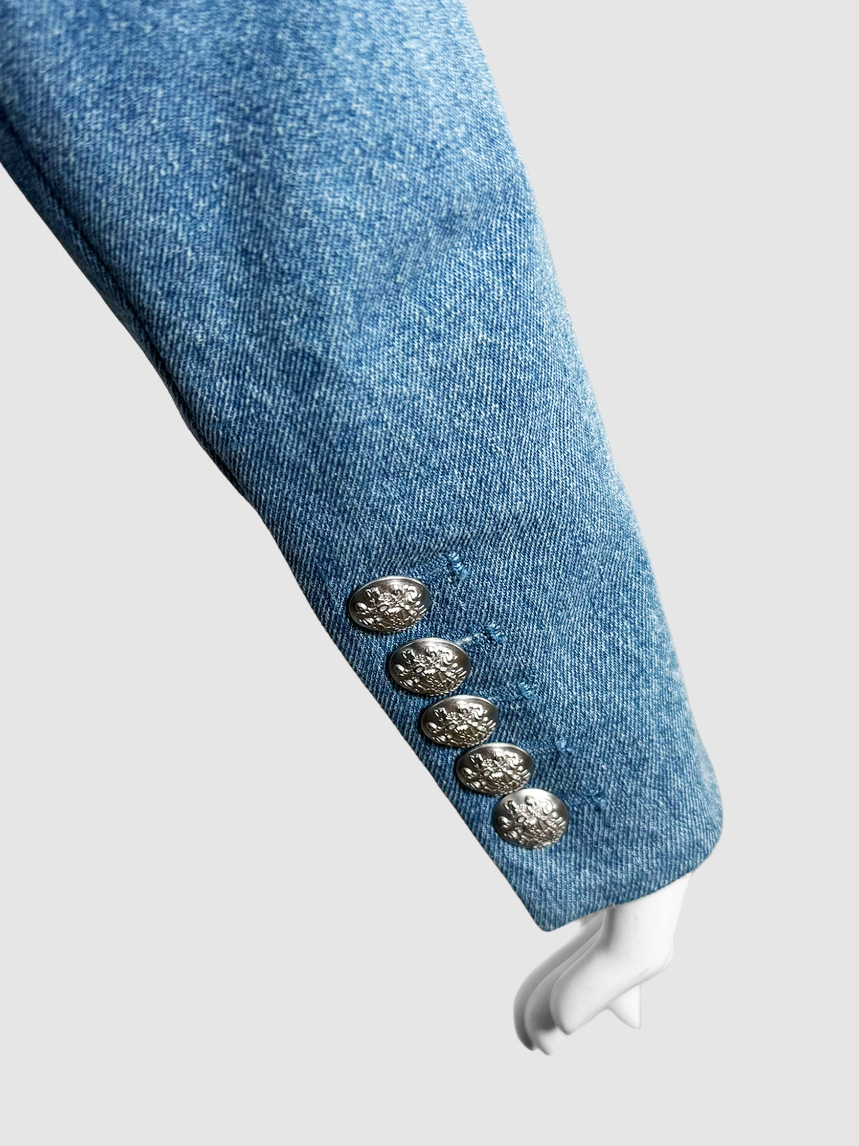 Double-Breasted Denim Blazer - Size 4