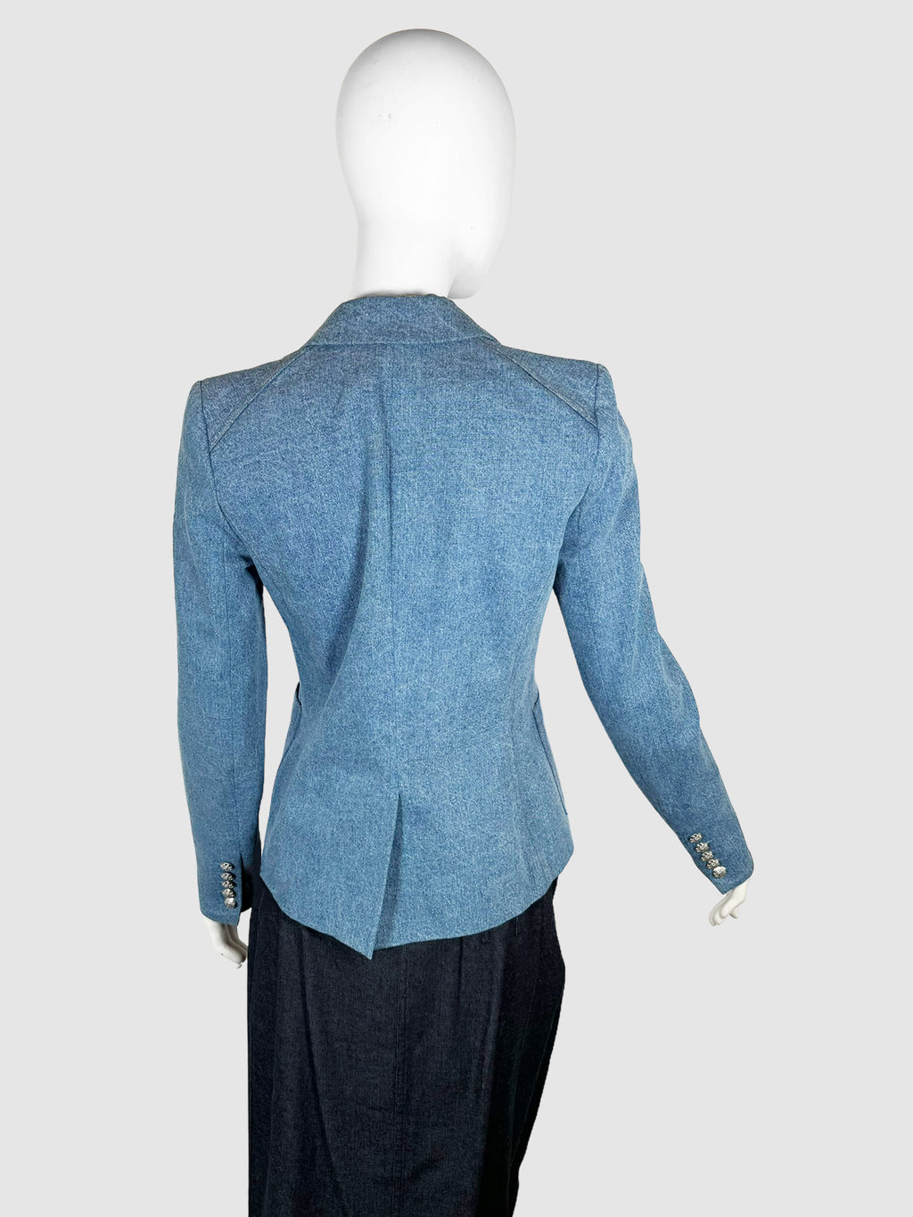 Double-Breasted Denim Blazer - Size 4