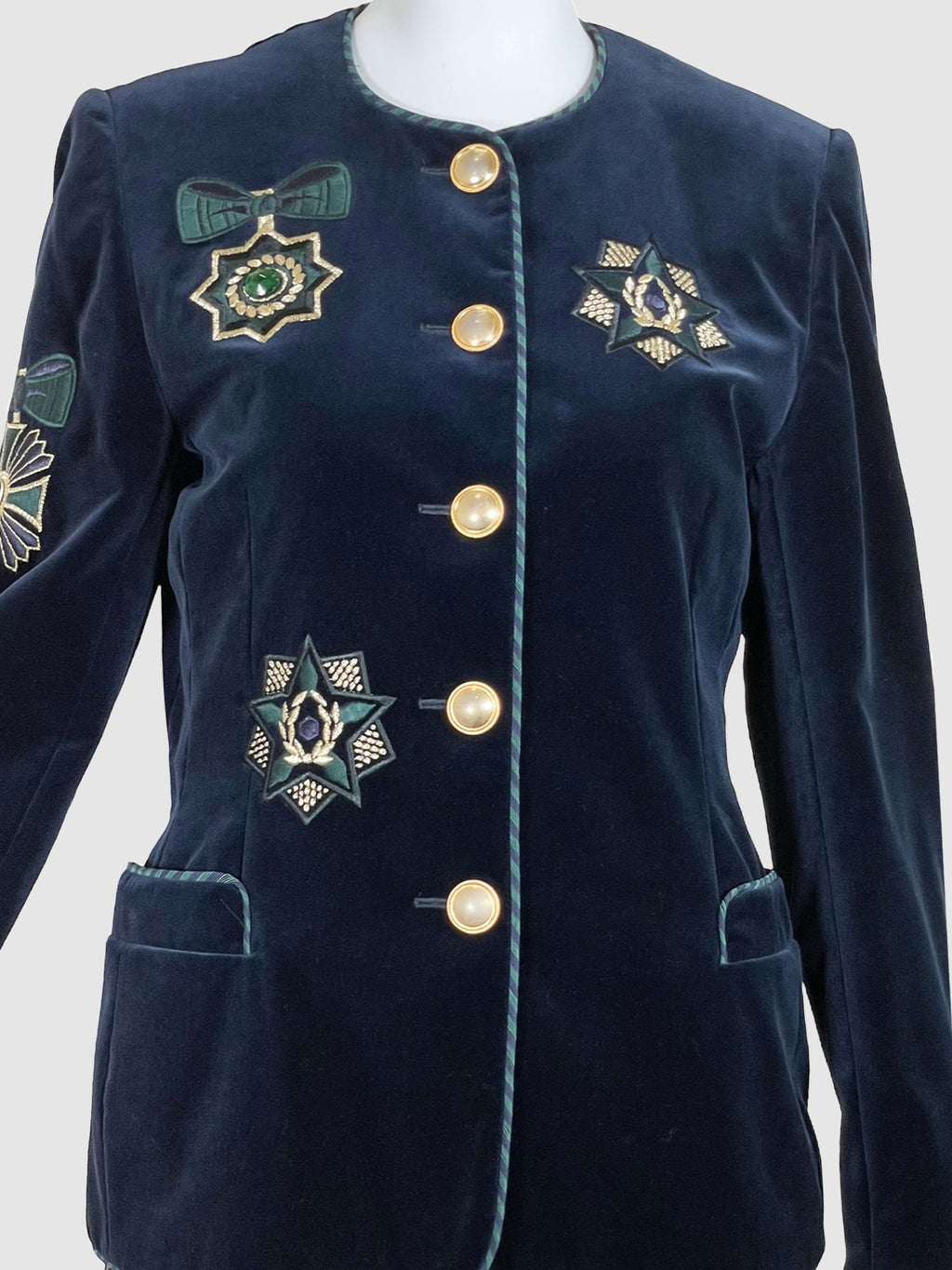 Velvet Button-Up Jacket - Size 38