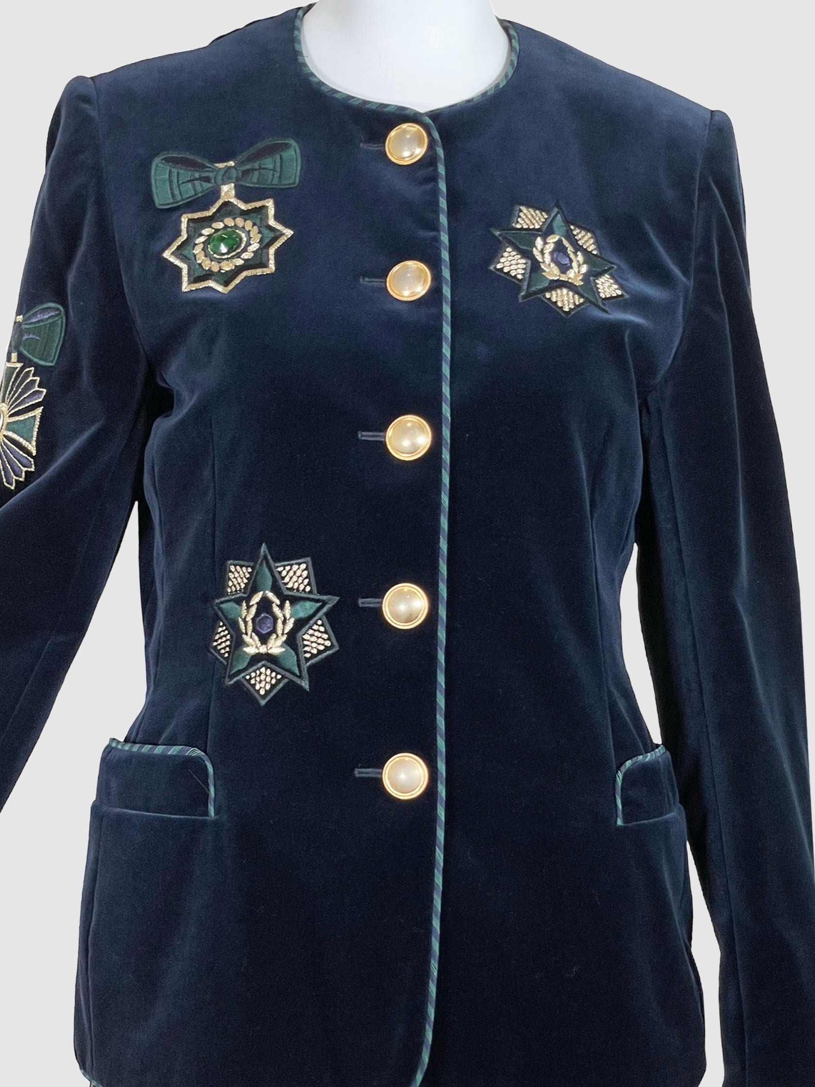 Velvet Button-Up Jacket - Size 38