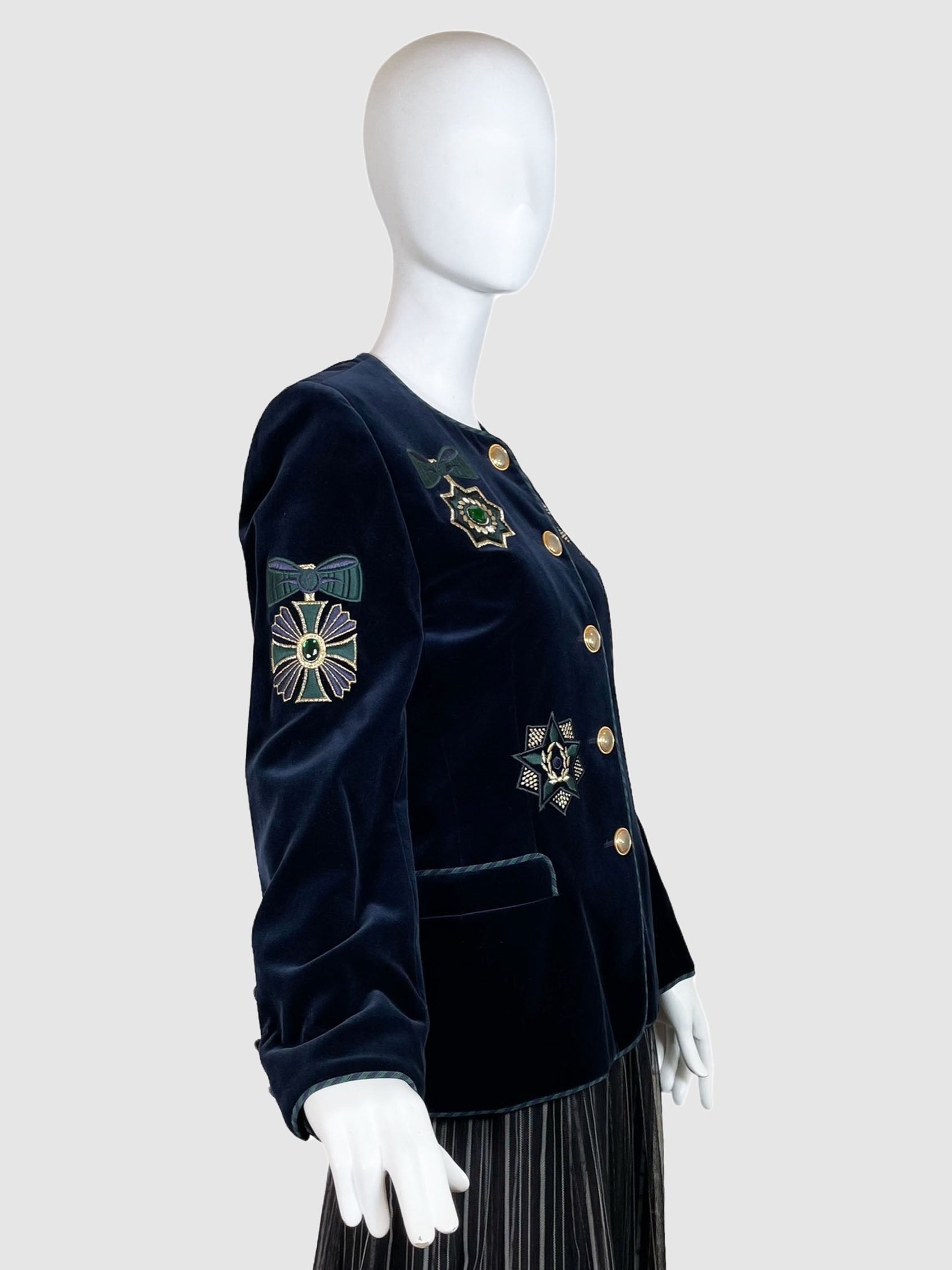 Velvet Button-Up Jacket - Size 38