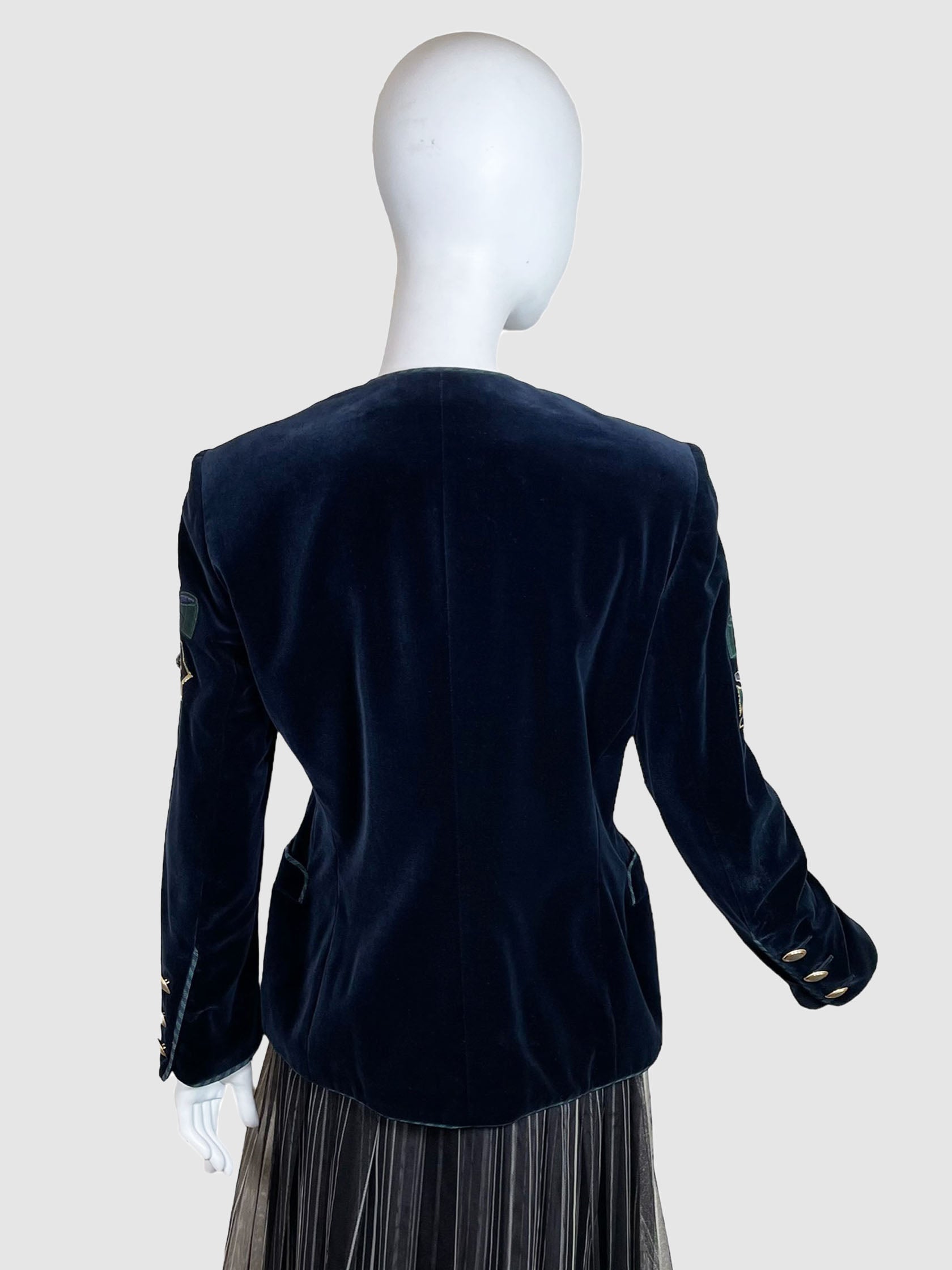 Velvet Button-Up Jacket - Size 38