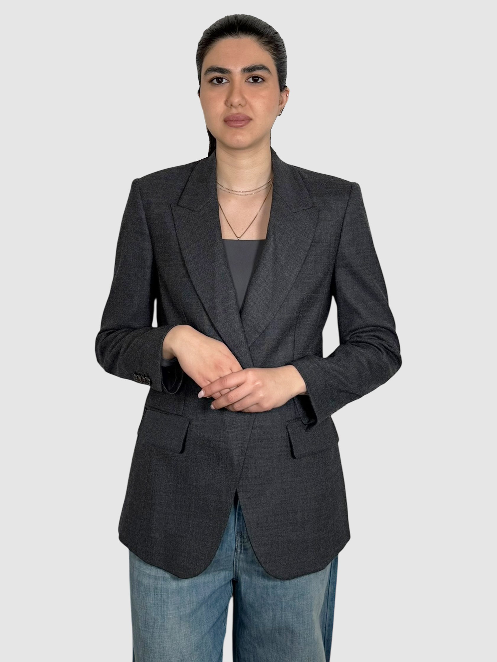 Wool Single-Button Blazer