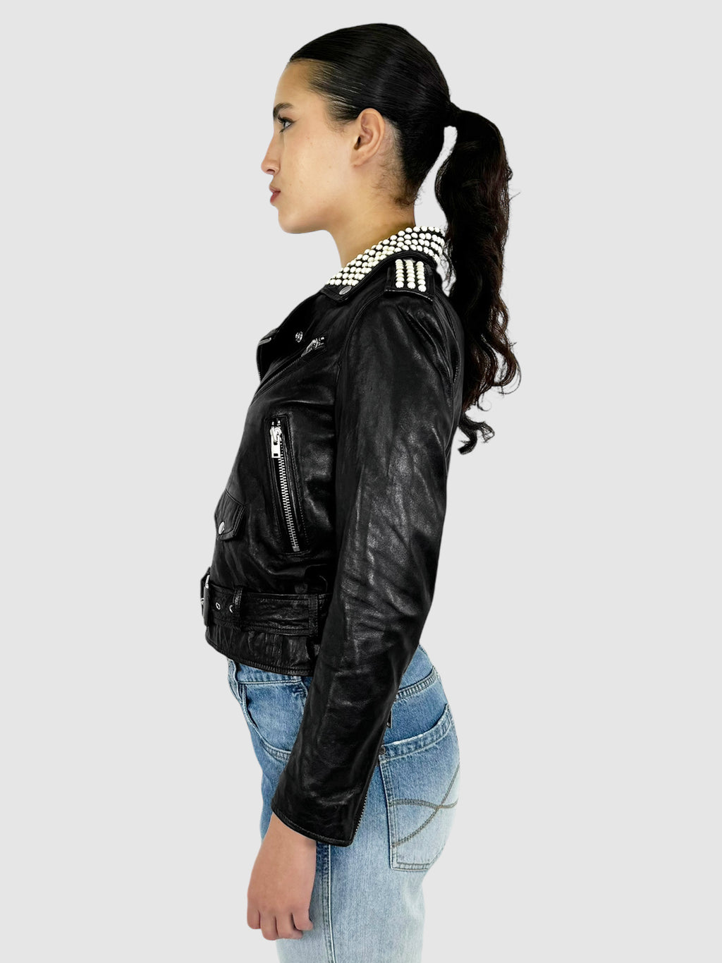 Noreta Studded Leather Moto Jacket - Size 36